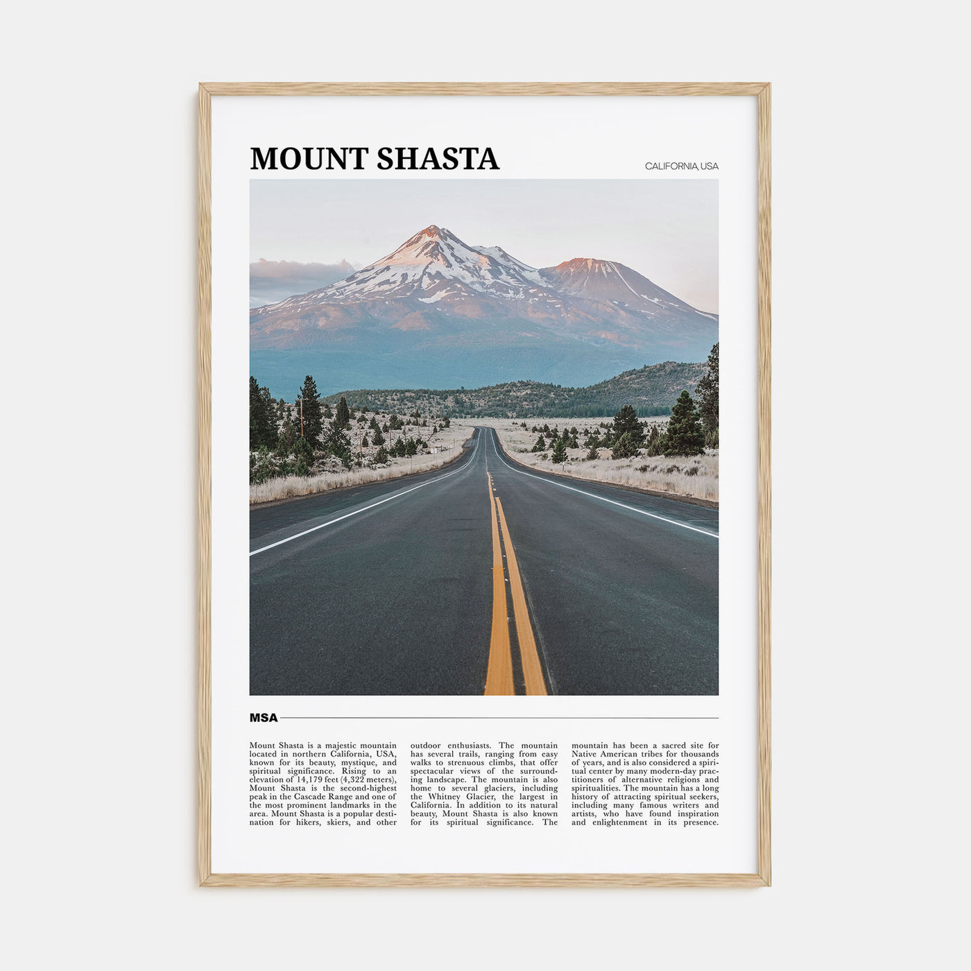 Mount Shasta Travel Color Poster