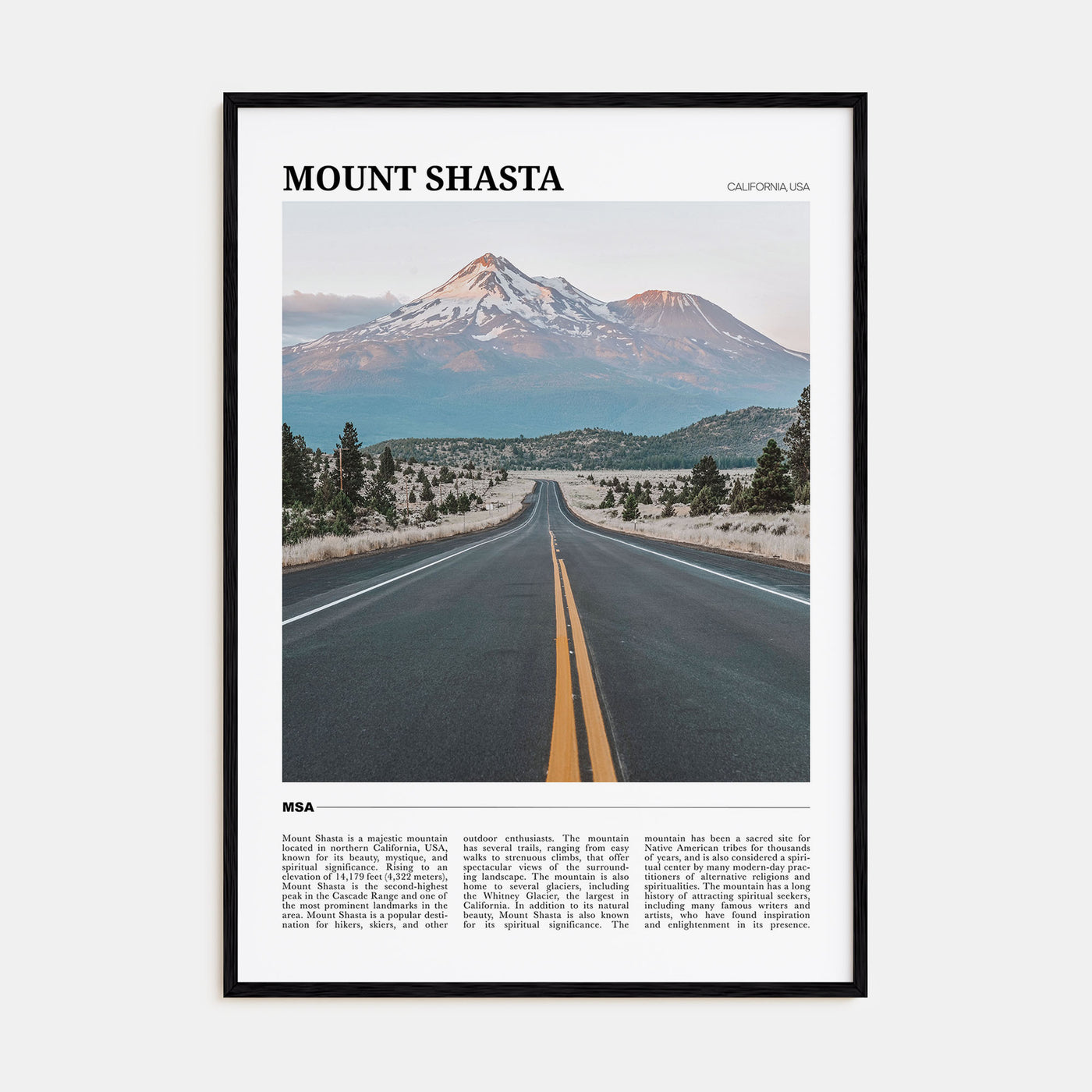 Mount Shasta Travel Color Poster