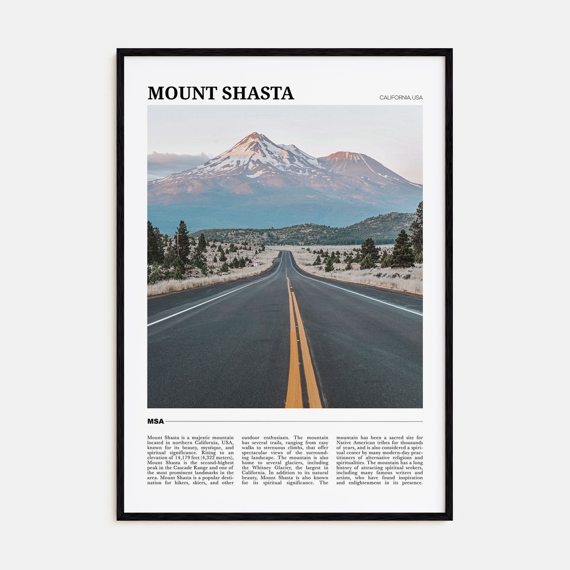Mount Shasta Travel Color Poster