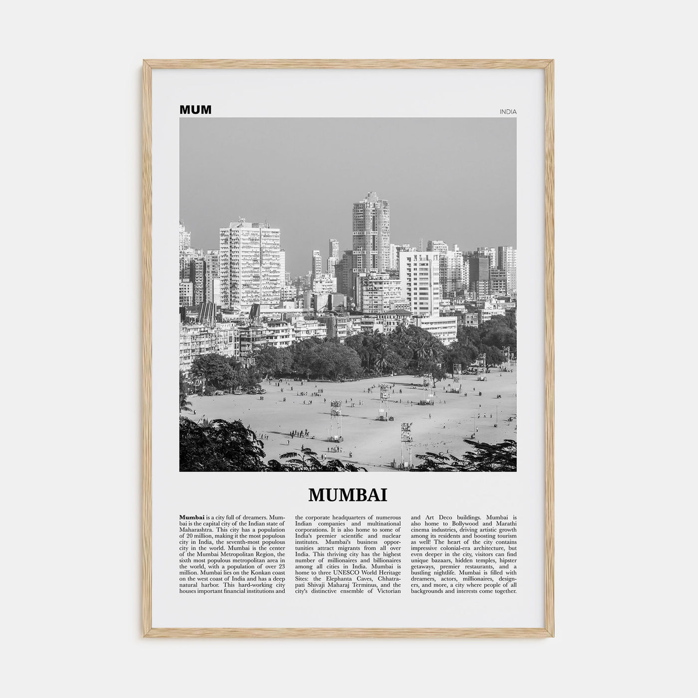 Mumbai Travel B&W Poster