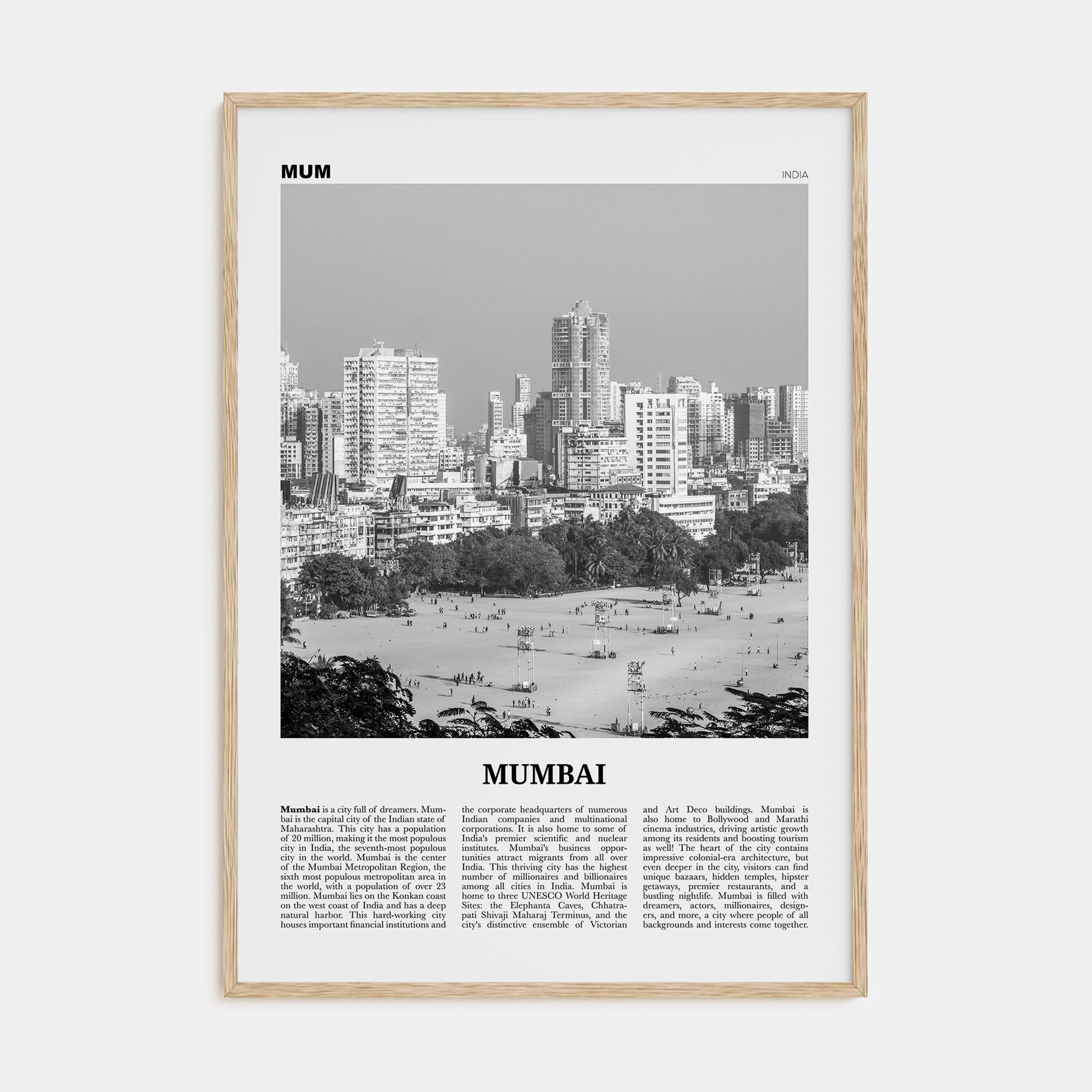 Mumbai Travel B&W Poster