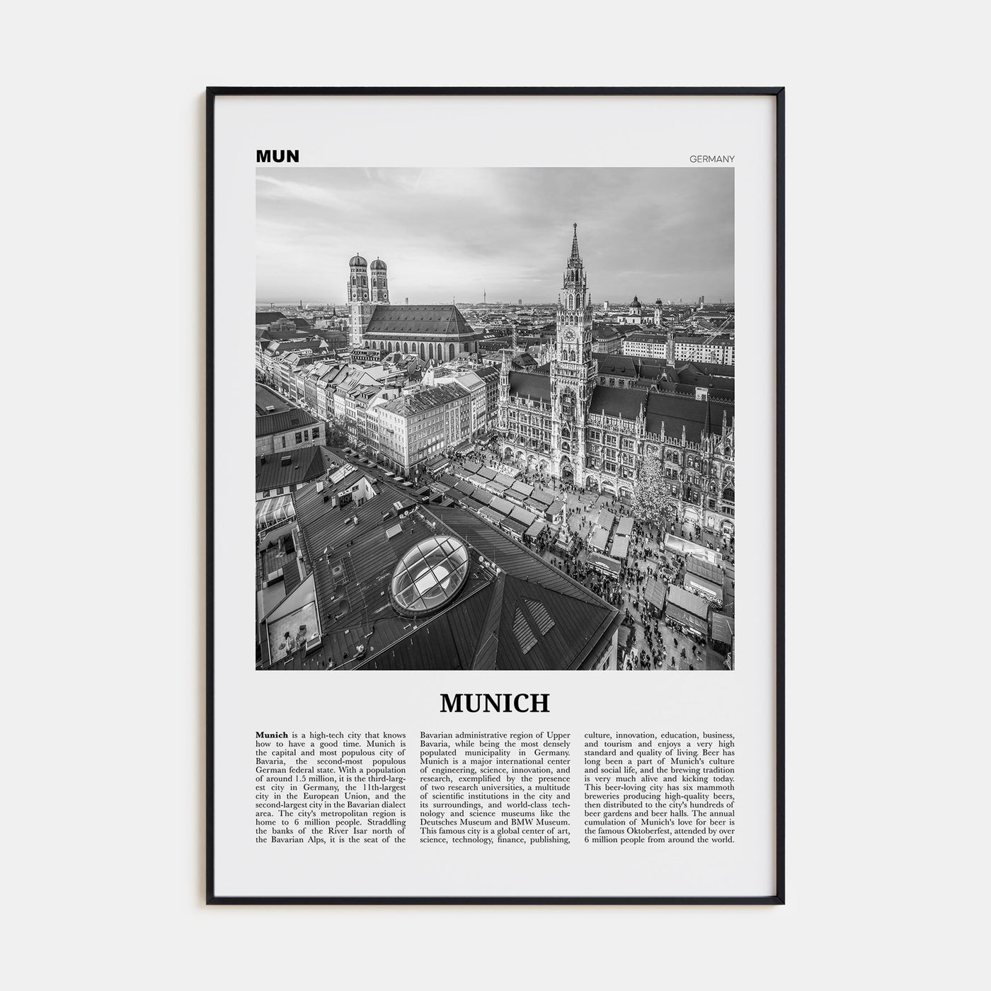 Munich Travel B&W No 1 Poster
