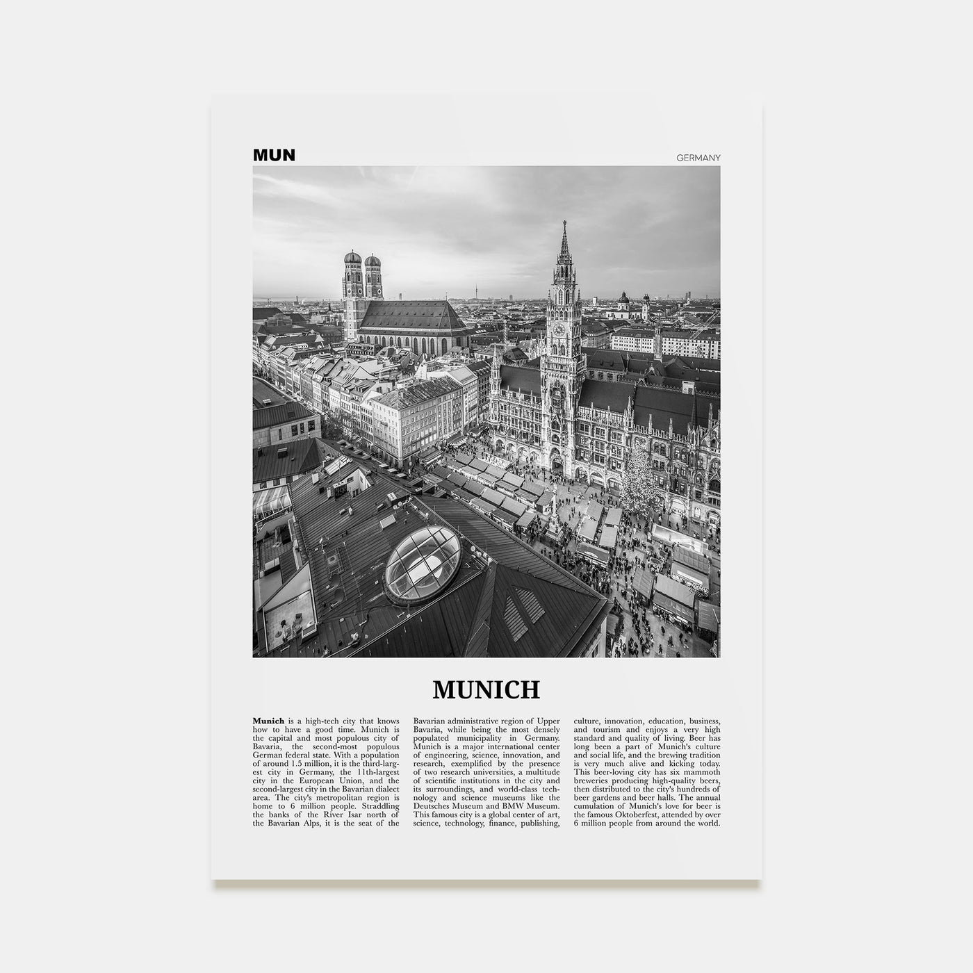 Munich Travel B&W No 1 Poster
