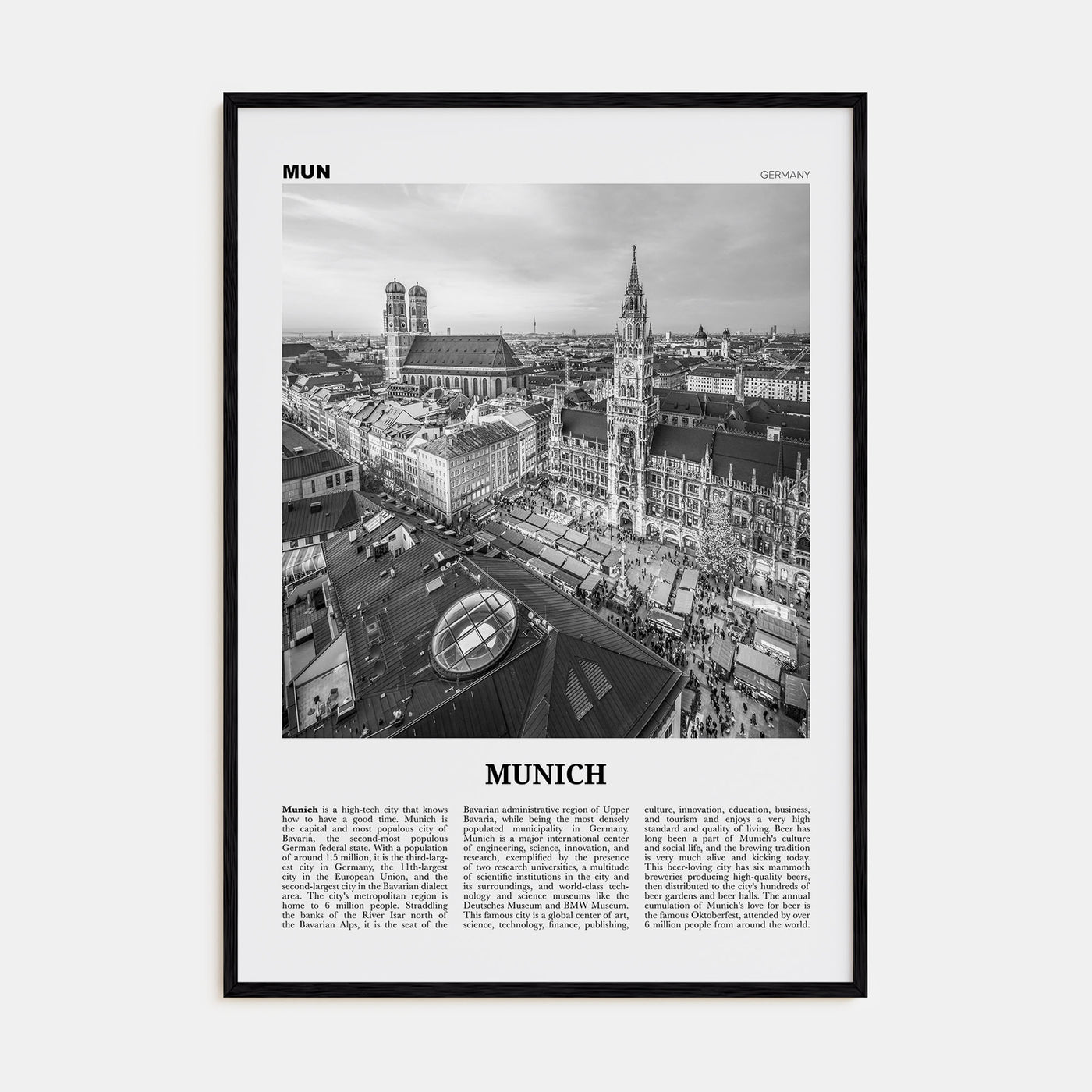 Munich Travel B&W No 1 Poster