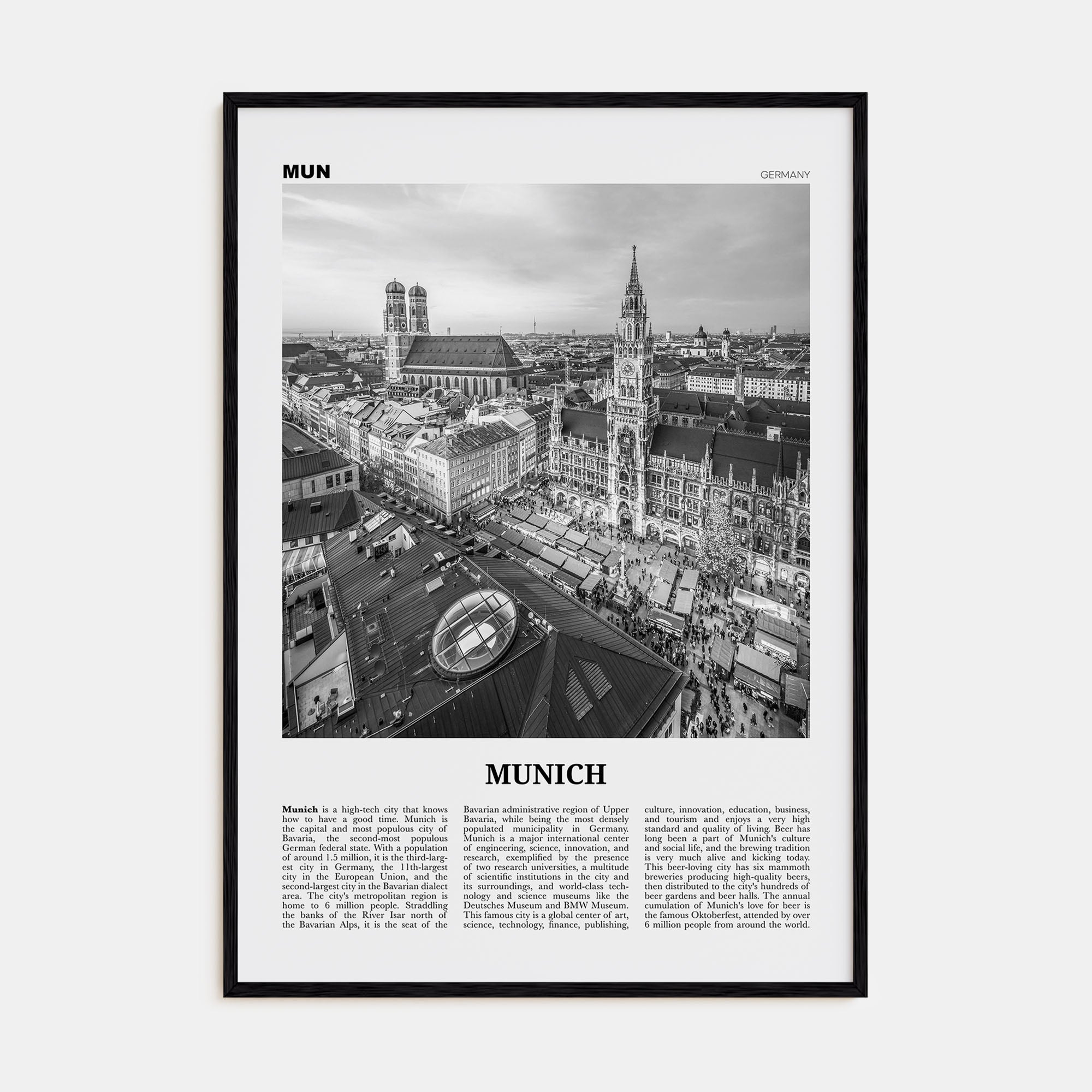 Munich Travel B&W No 1 Poster