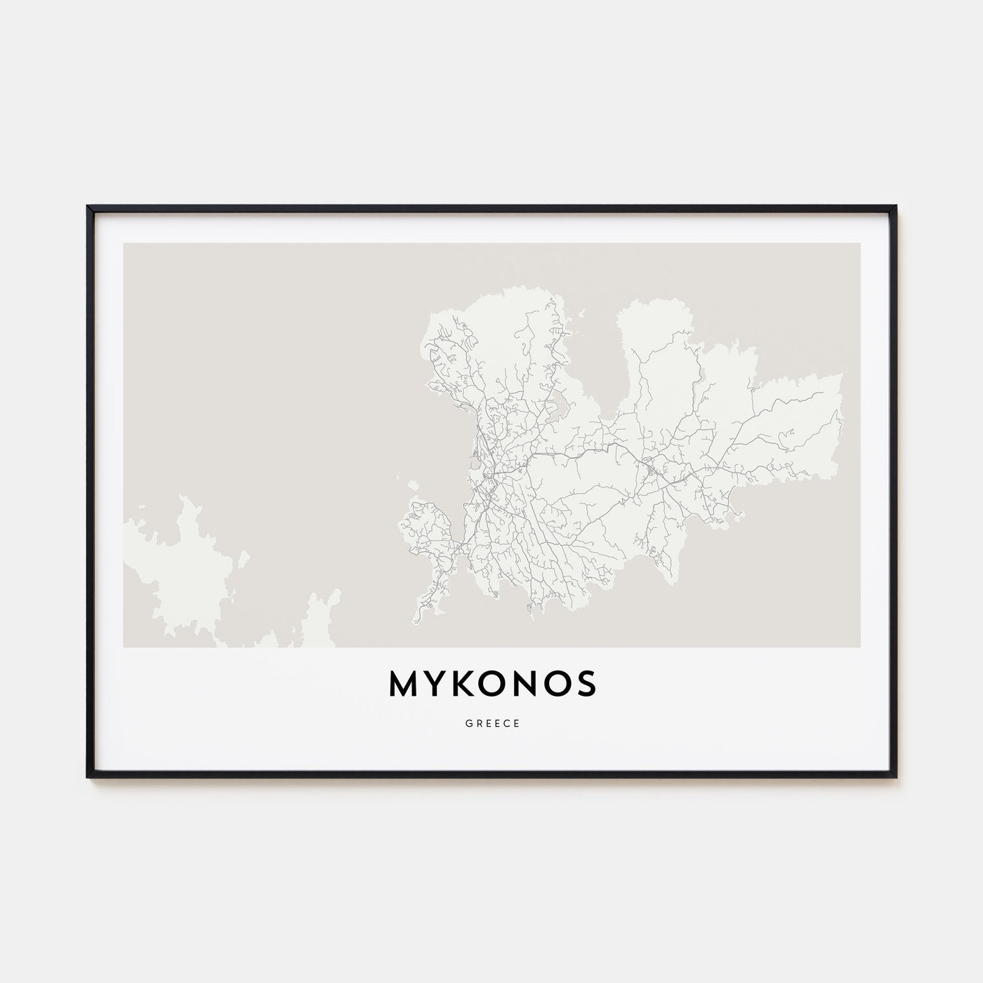 Mykonos Map Landscape Poster