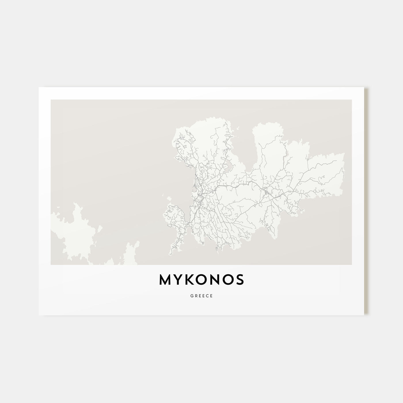 Mykonos Map Landscape Poster