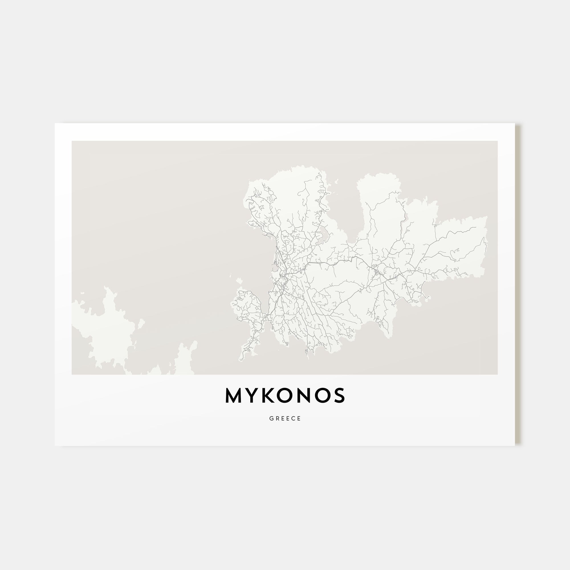 Mykonos Map Landscape Poster