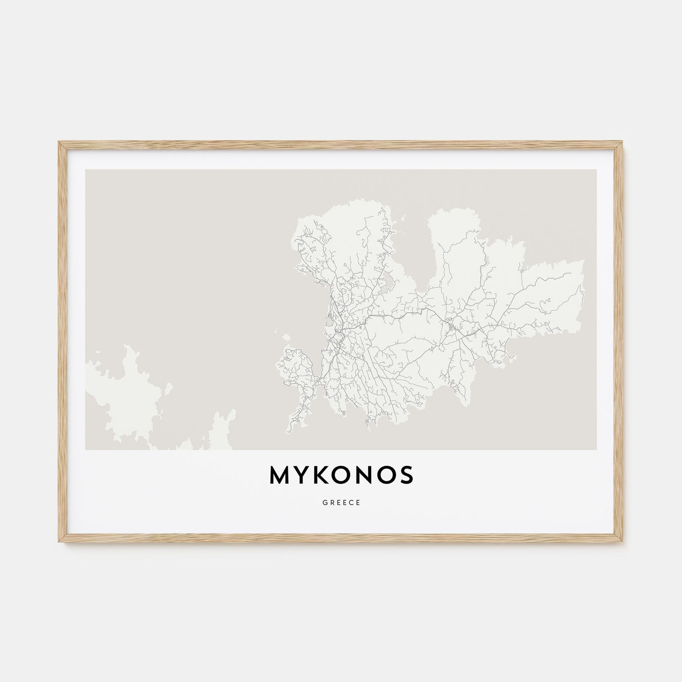 Mykonos Map Landscape Poster
