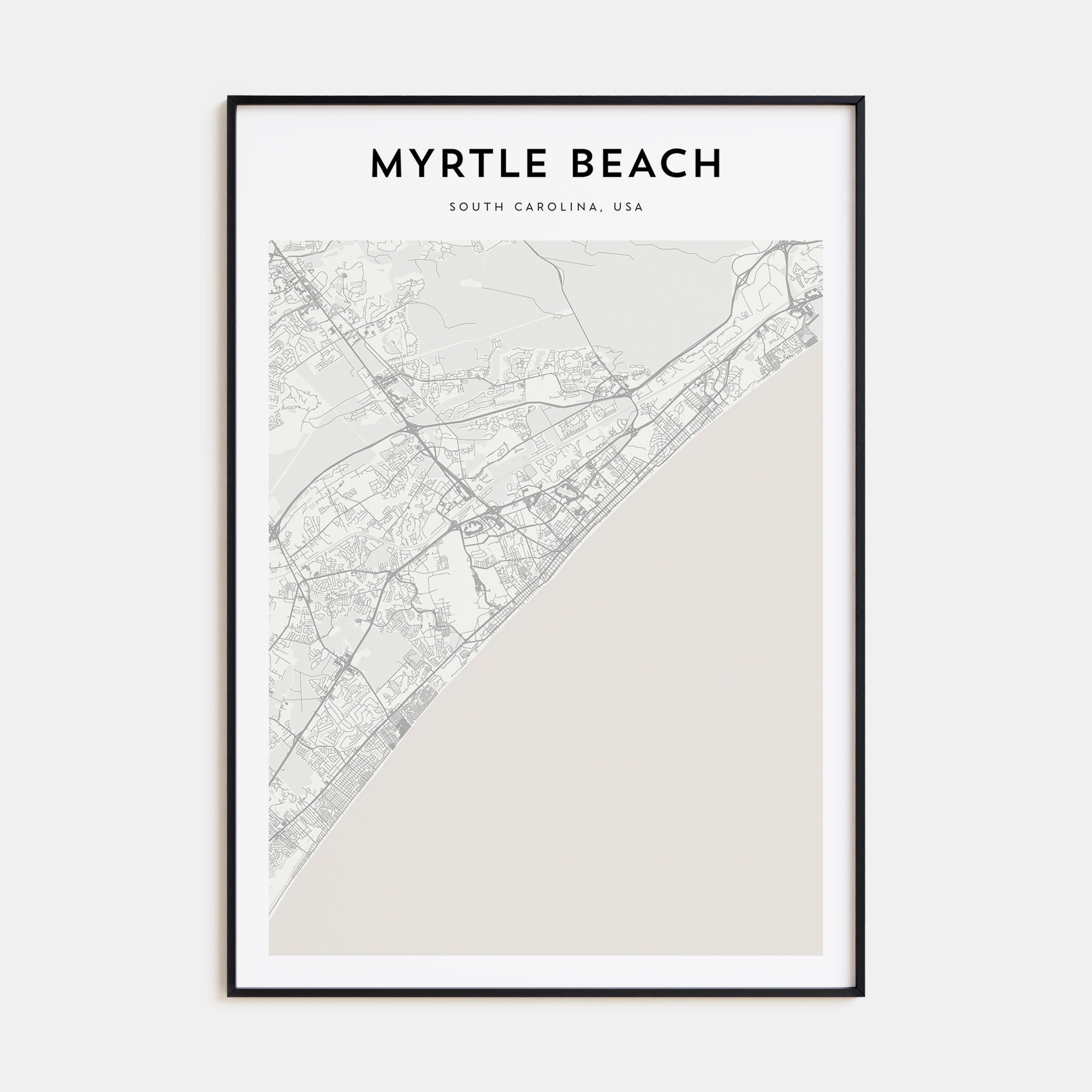 Myrtle Beach Map Portrait Poster