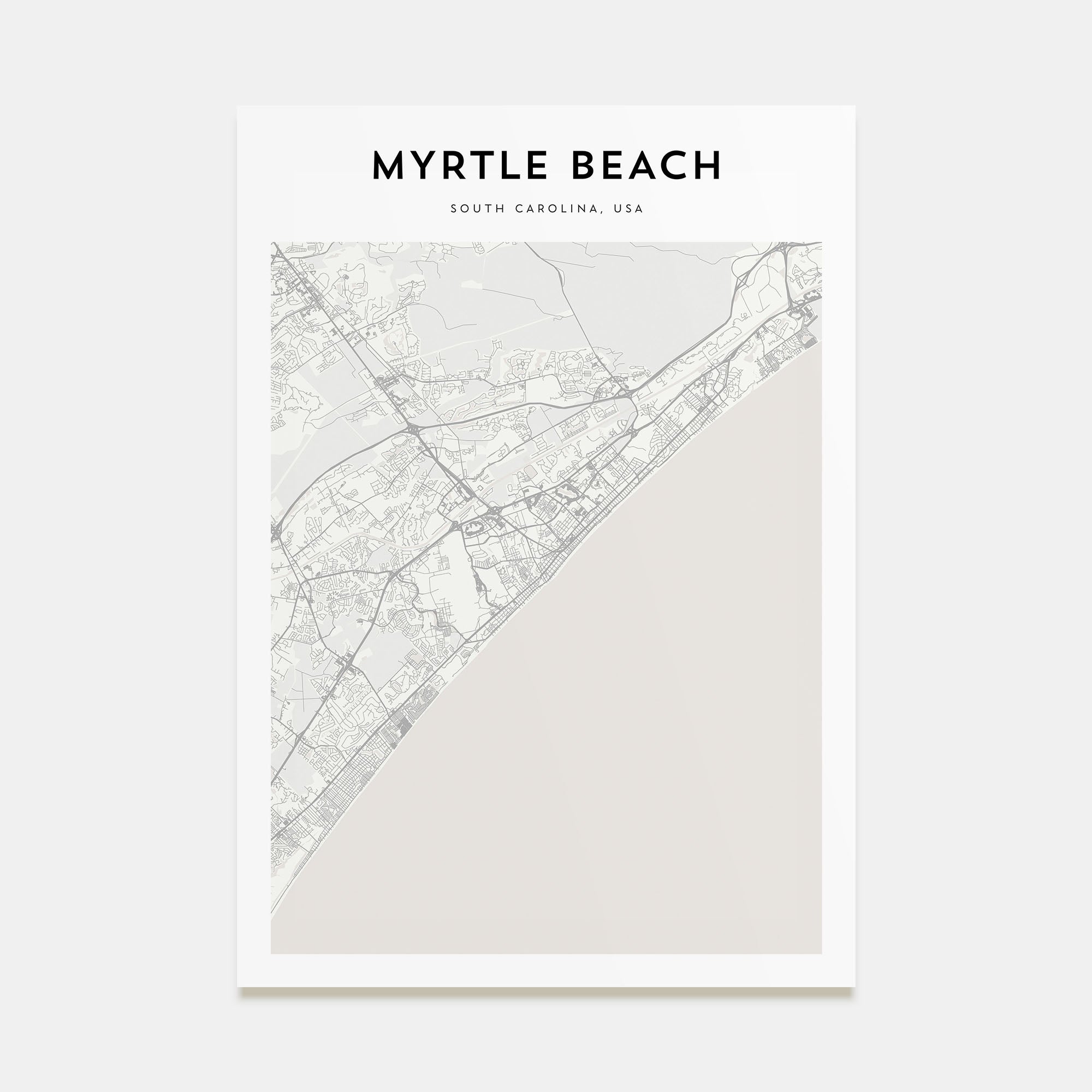 Myrtle Beach Map Portrait Poster