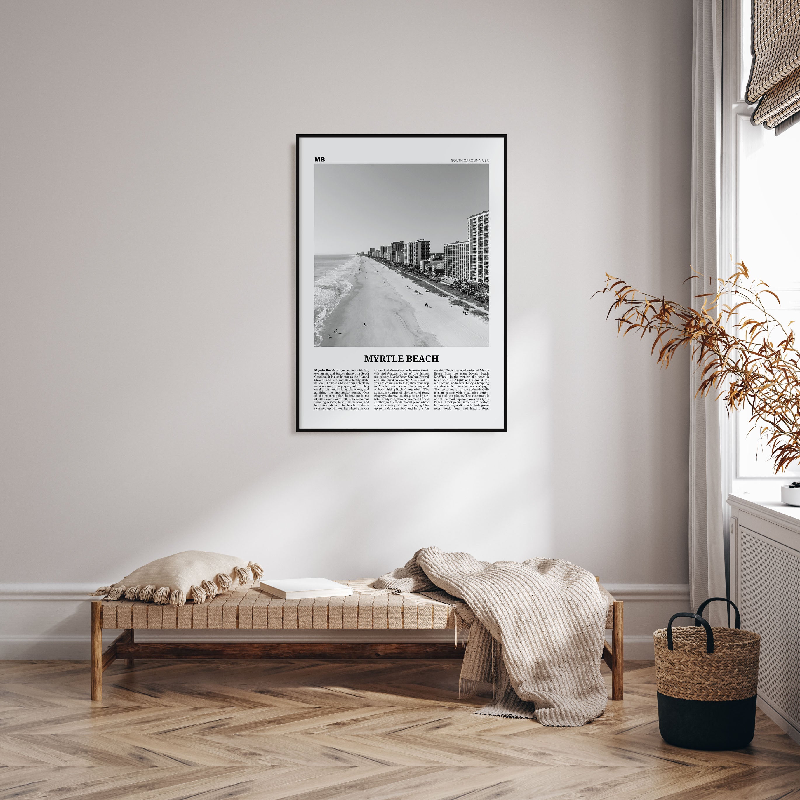 Myrtle Beach Travel B&W Poster