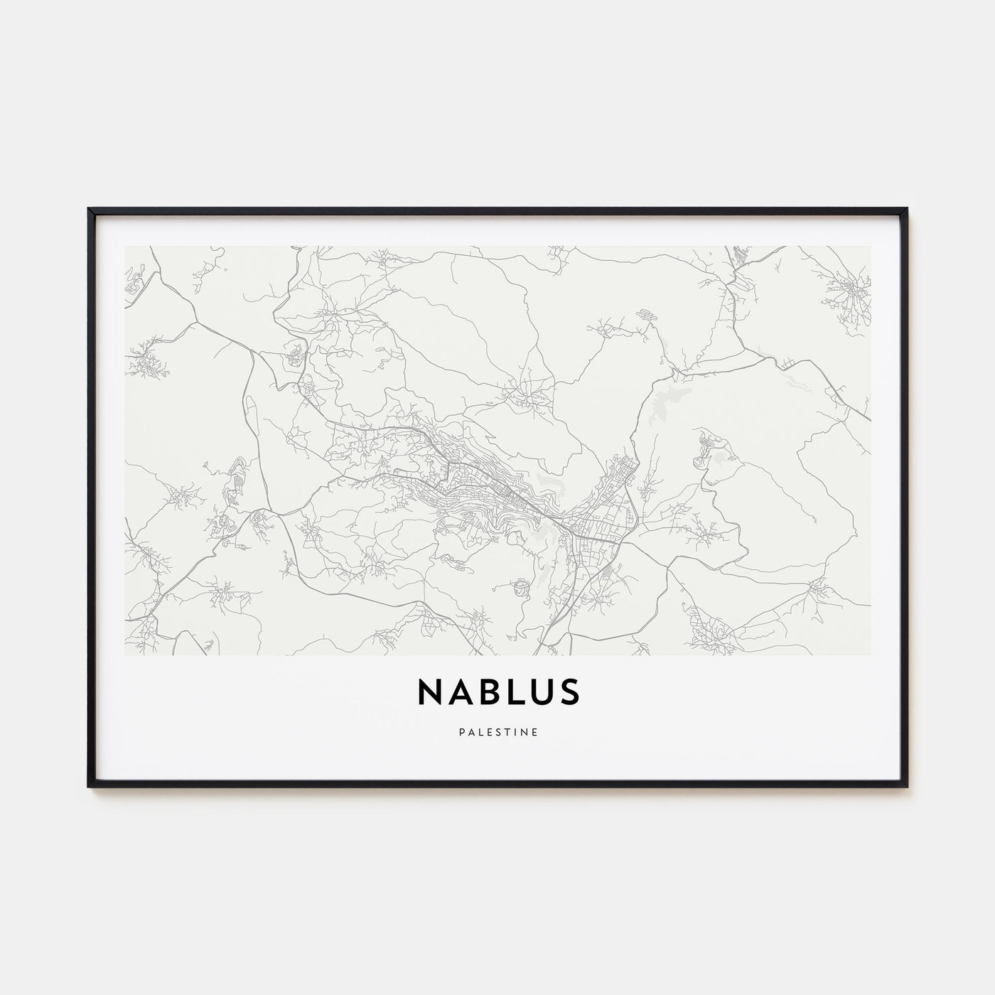 Nablus Map Landscape Poster