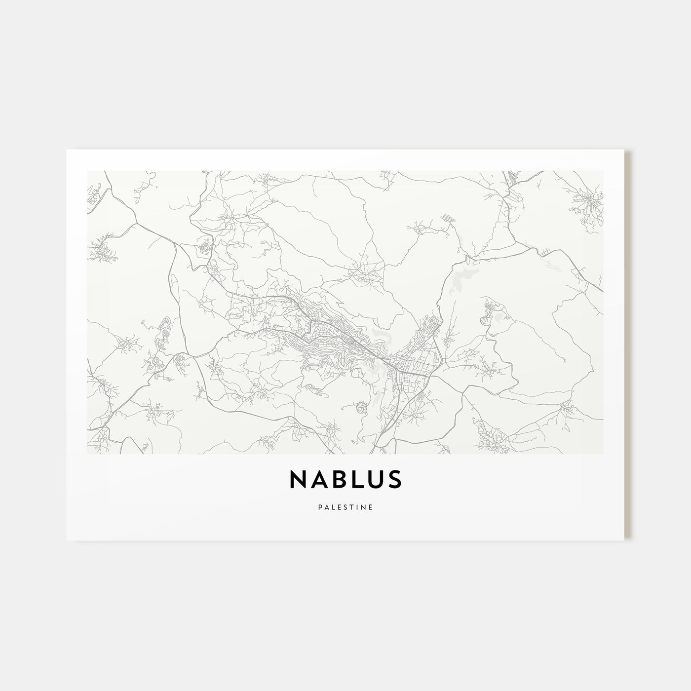 Nablus Map Landscape Poster