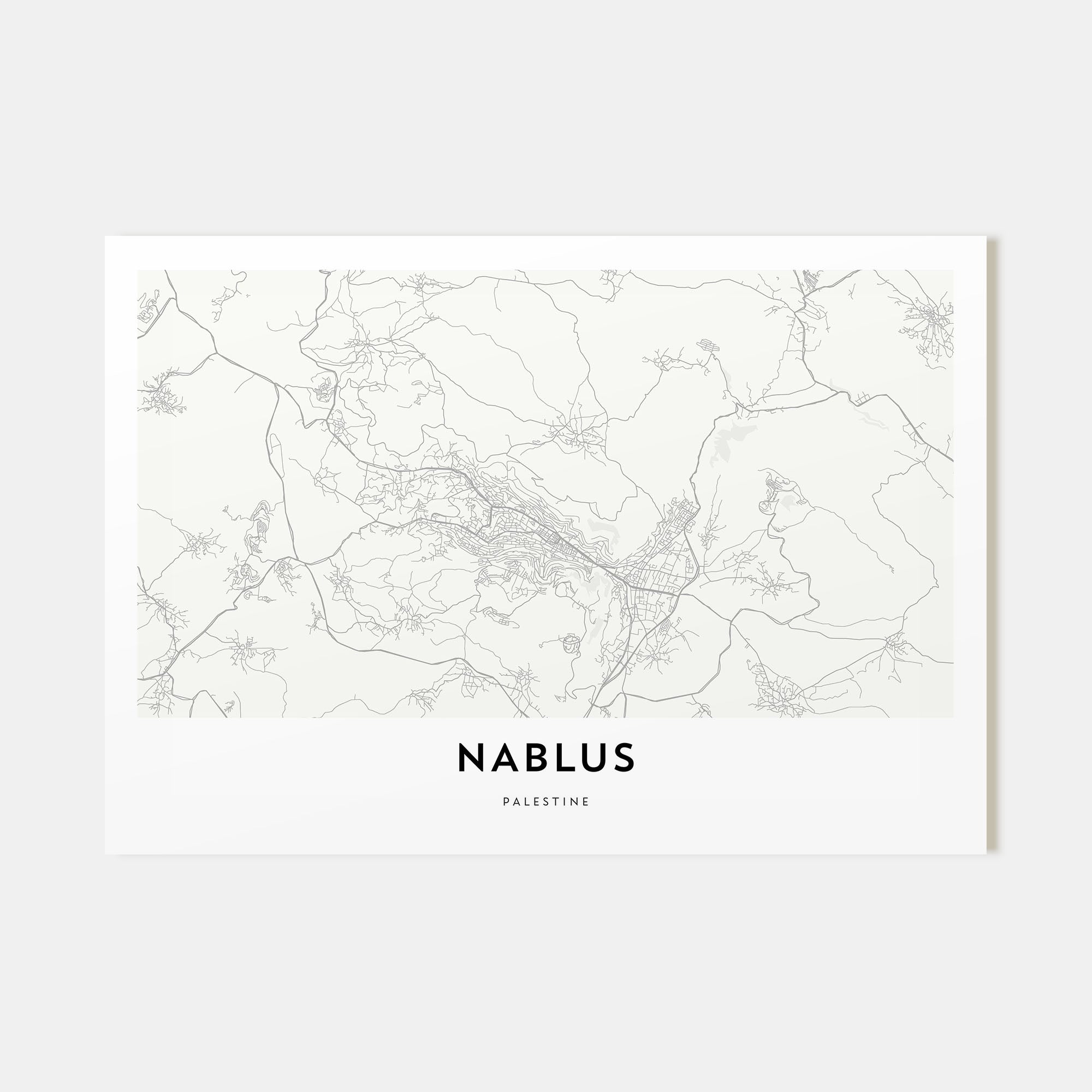 Nablus Map Landscape Poster