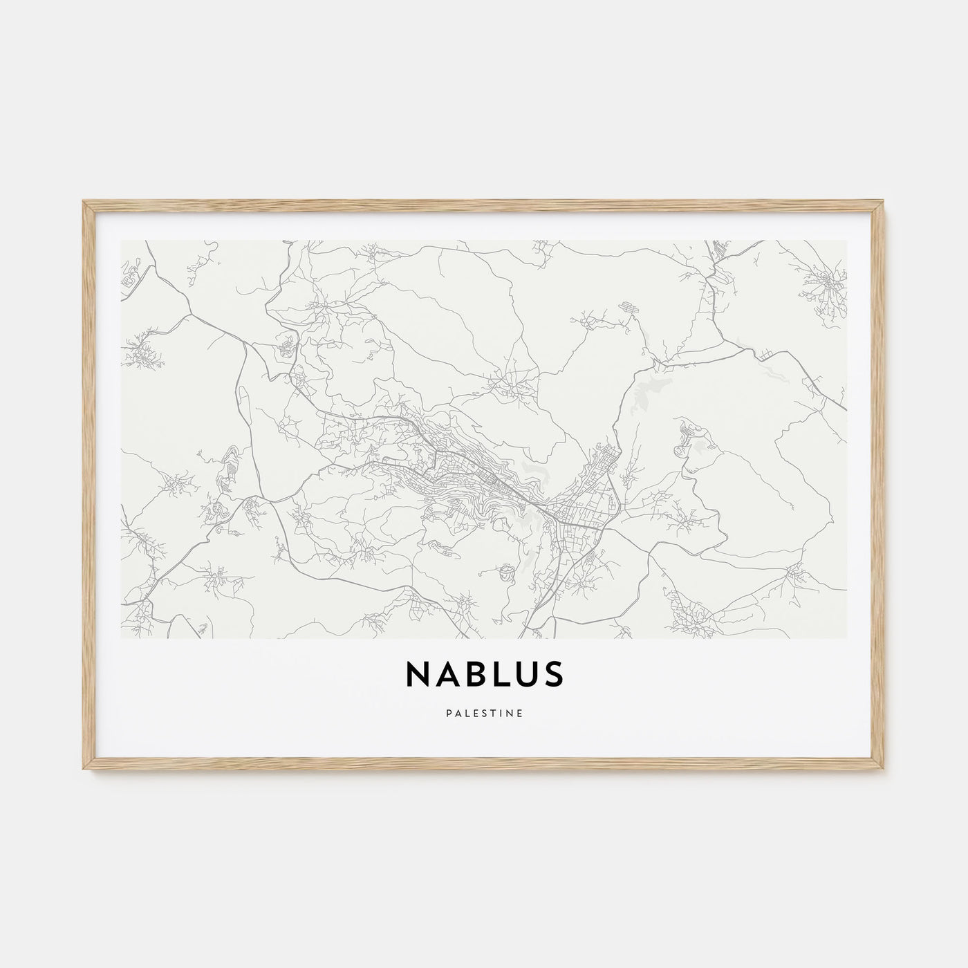 Nablus Map Landscape Poster