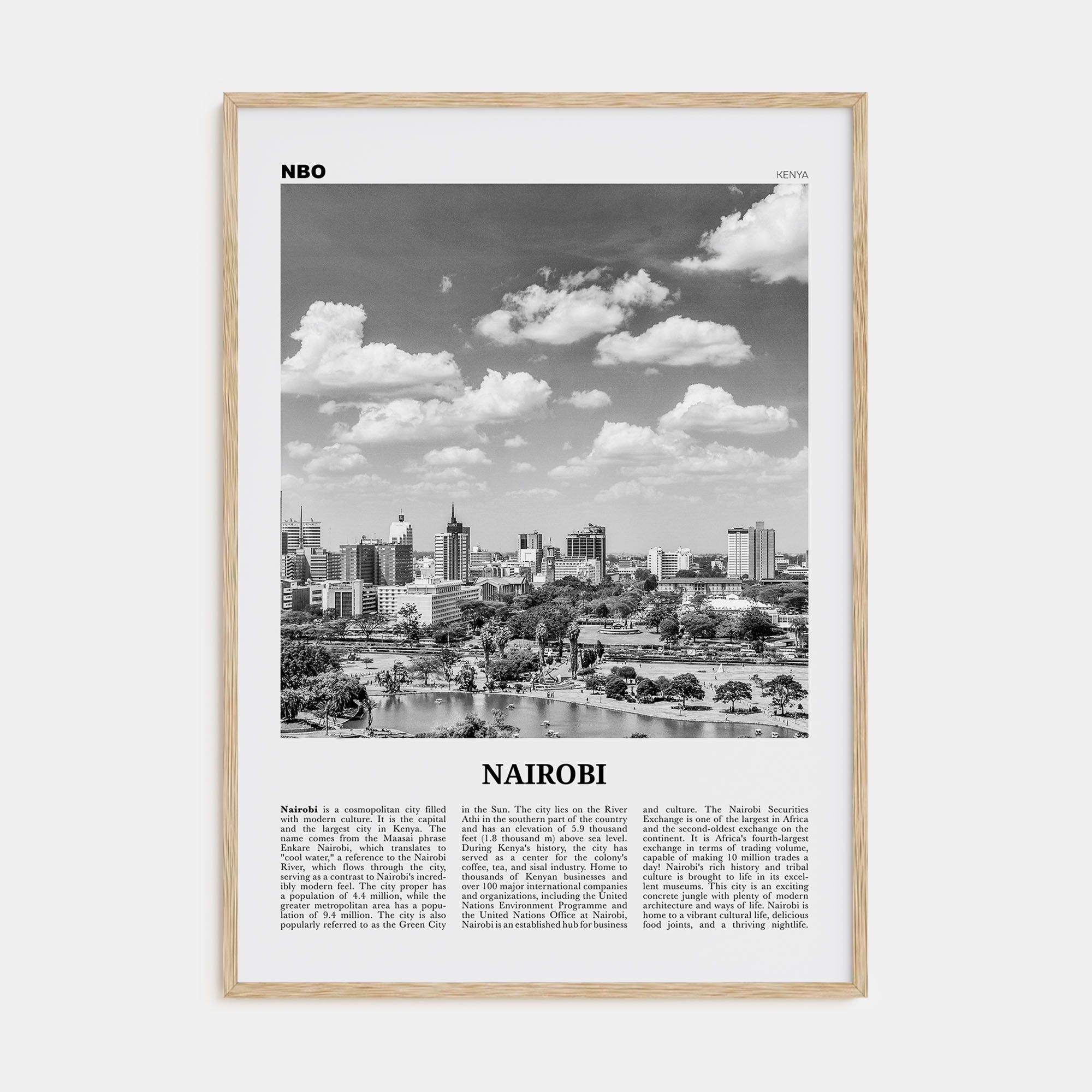 Nairobi Travel B&W No 1 Poster