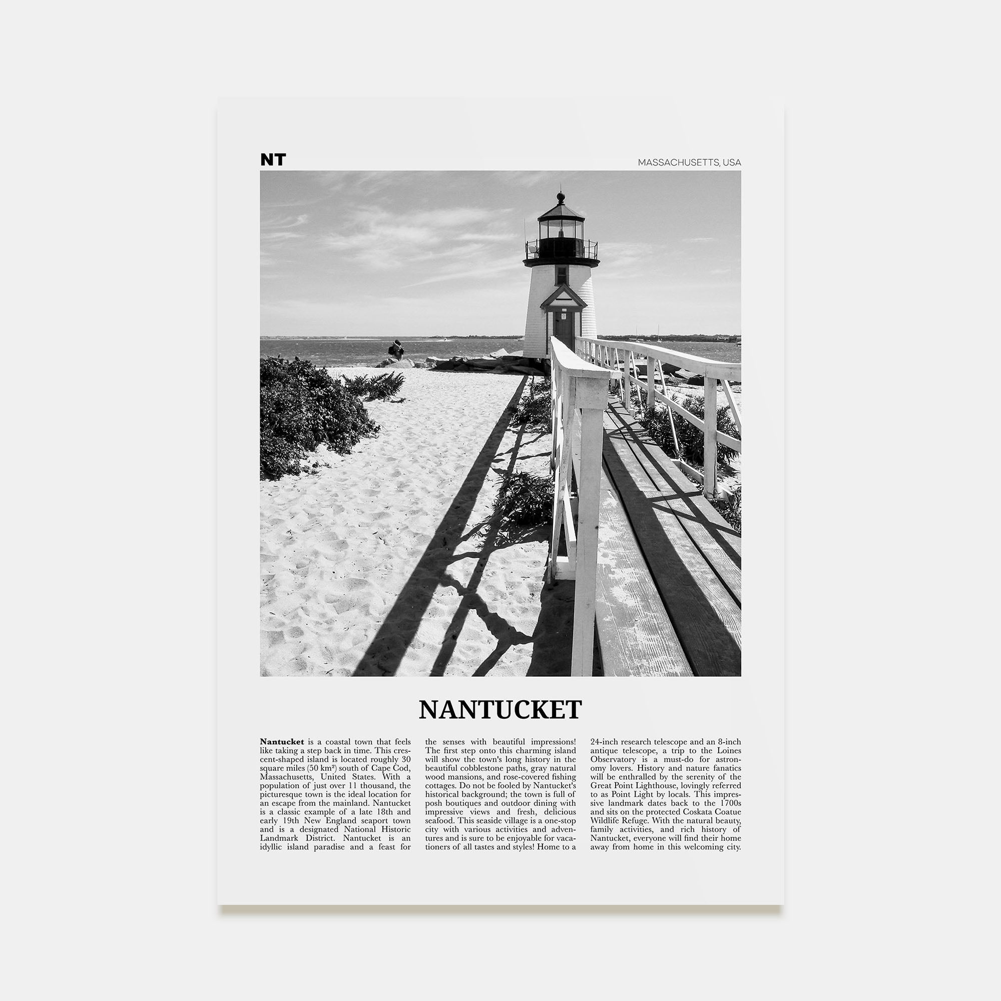 Nantucket Travel B&W Poster