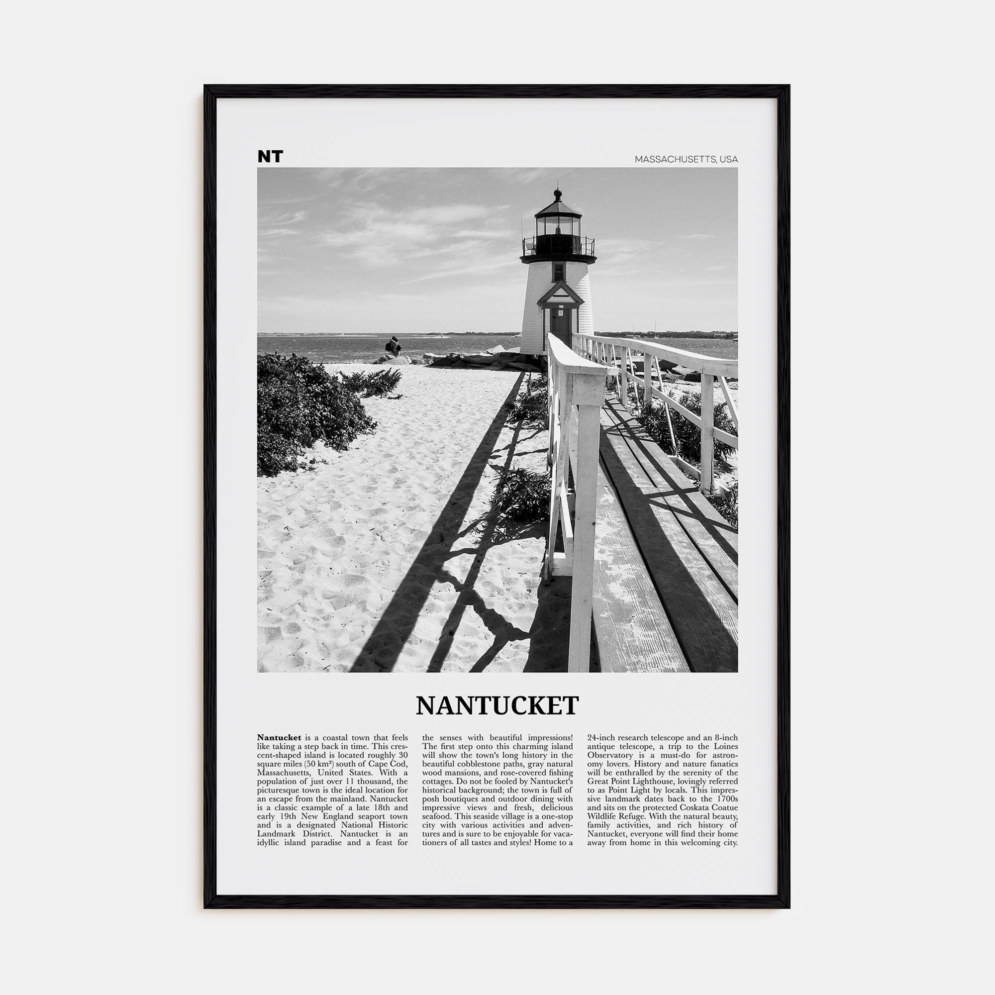 Nantucket Travel B&W Poster