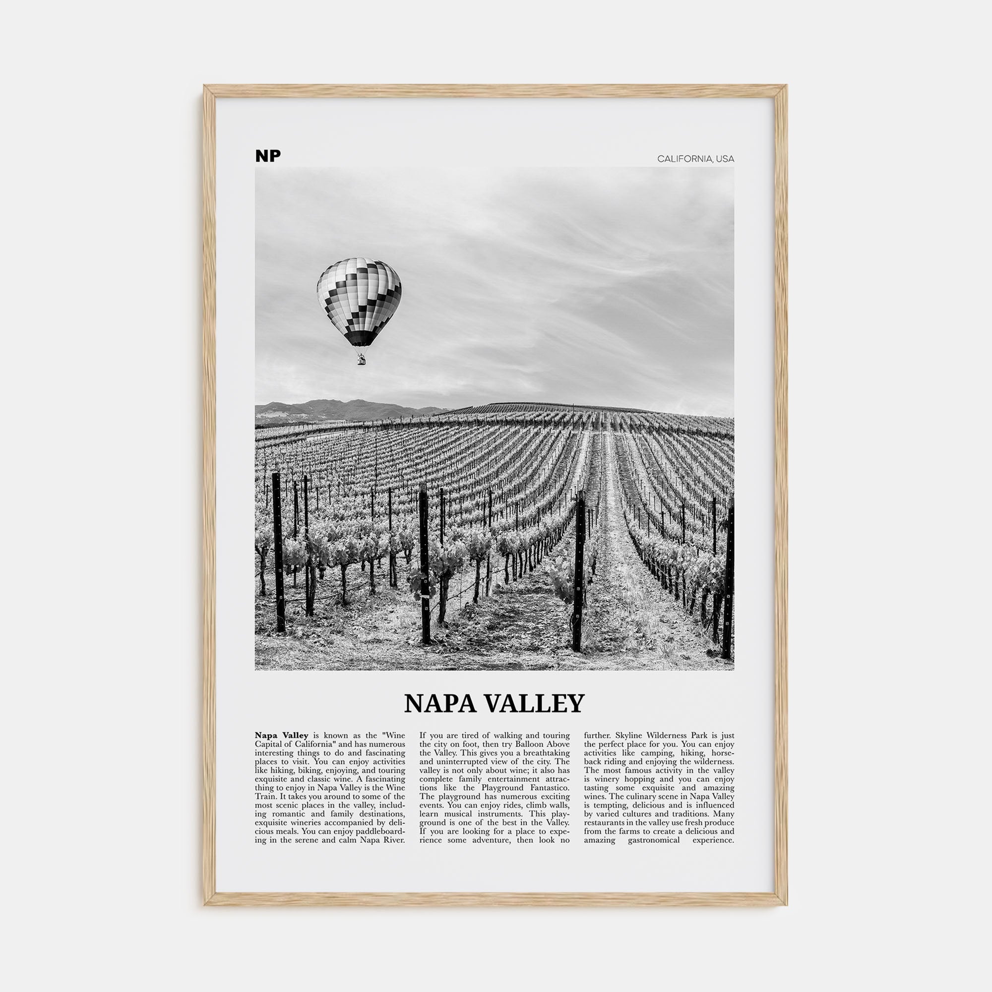 Napa Valley Travel B&W Poster