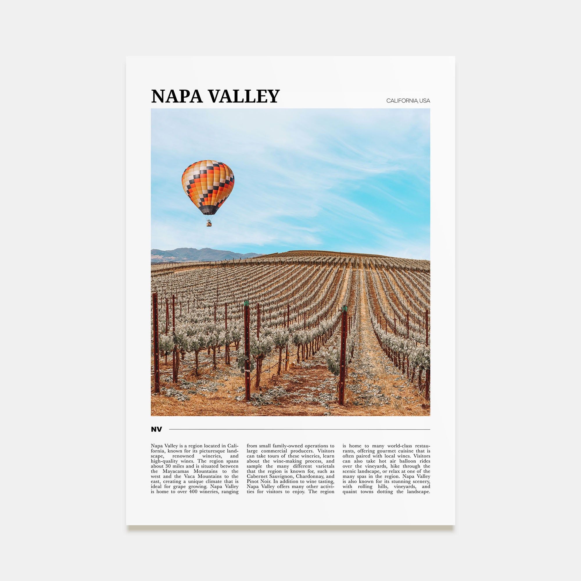 Napa Valley Travel Color Poster