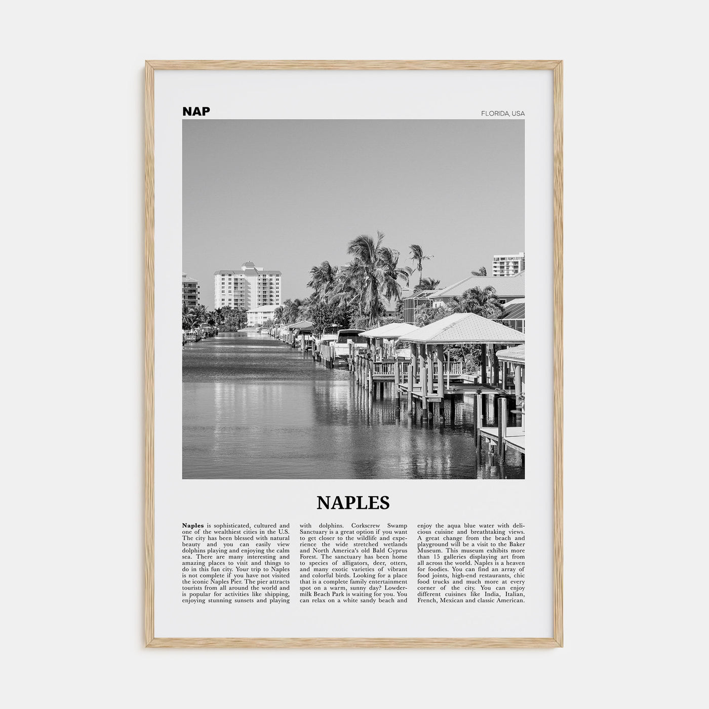 Naples, Florida Travel B&W Poster