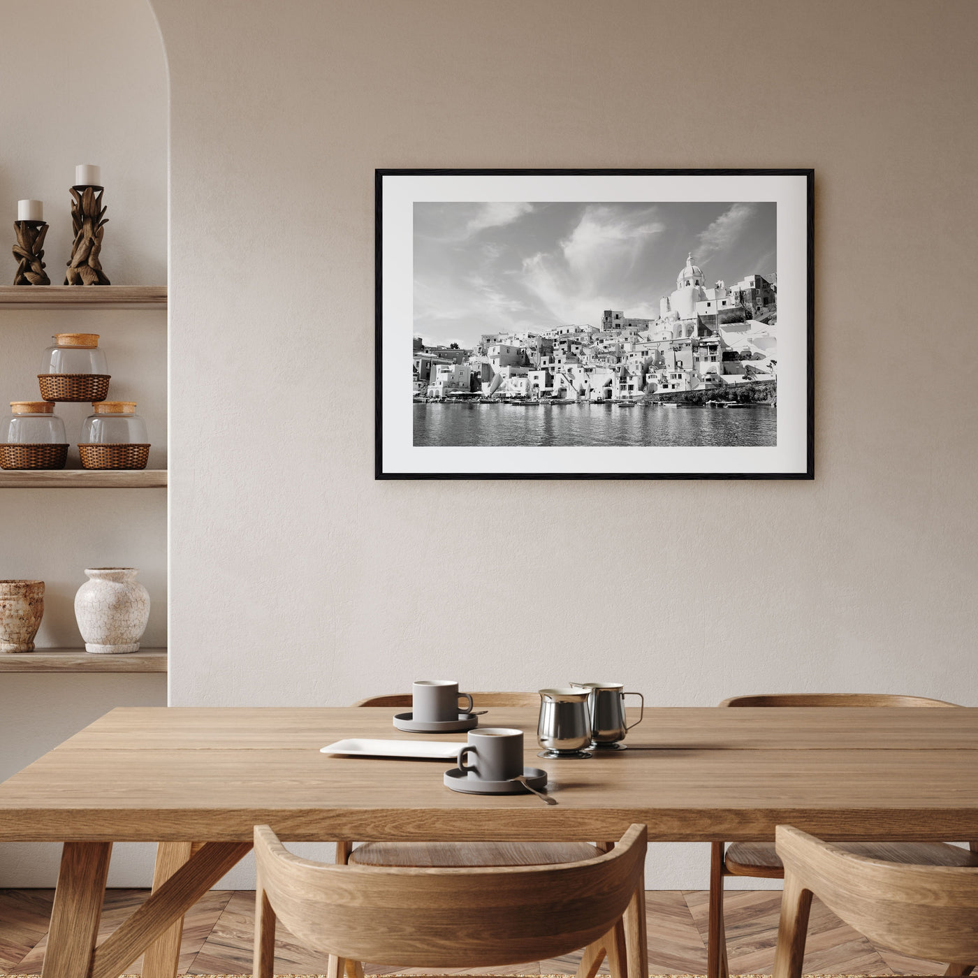 Naples, Italy Landscape B&W Poster