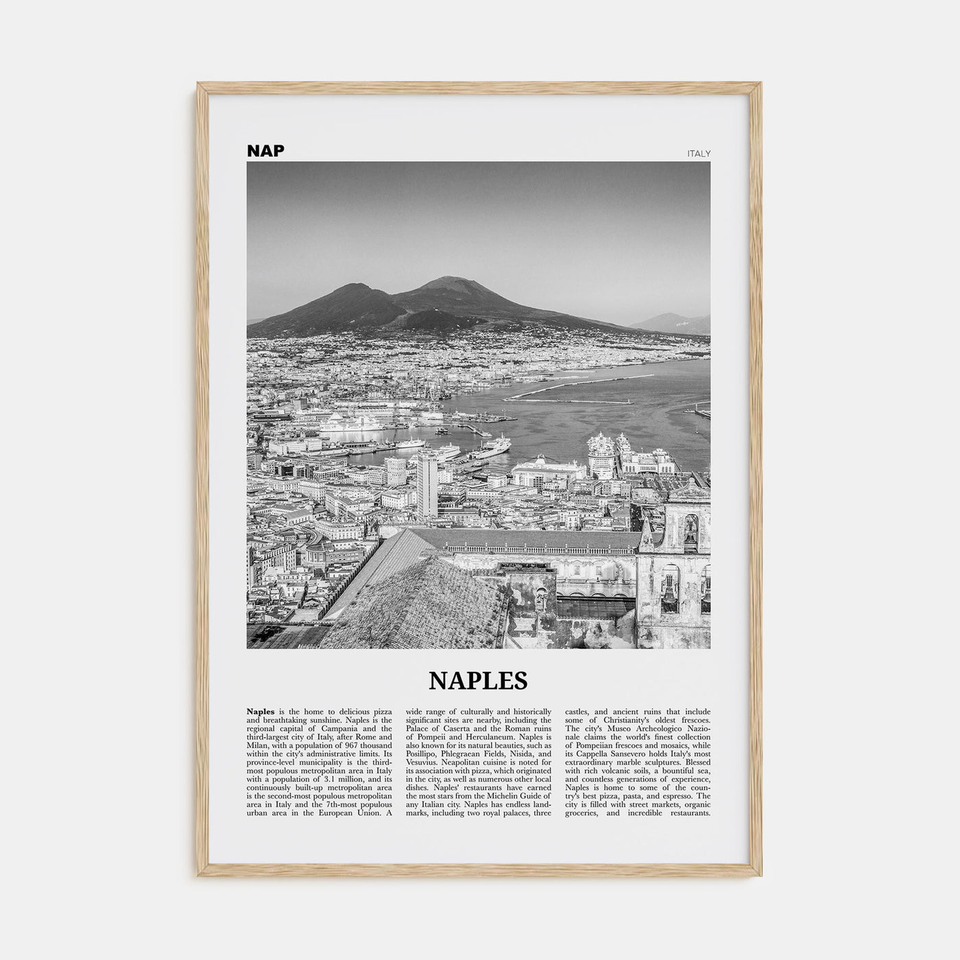 Naples, Italy Travel B&W No 1 Poster