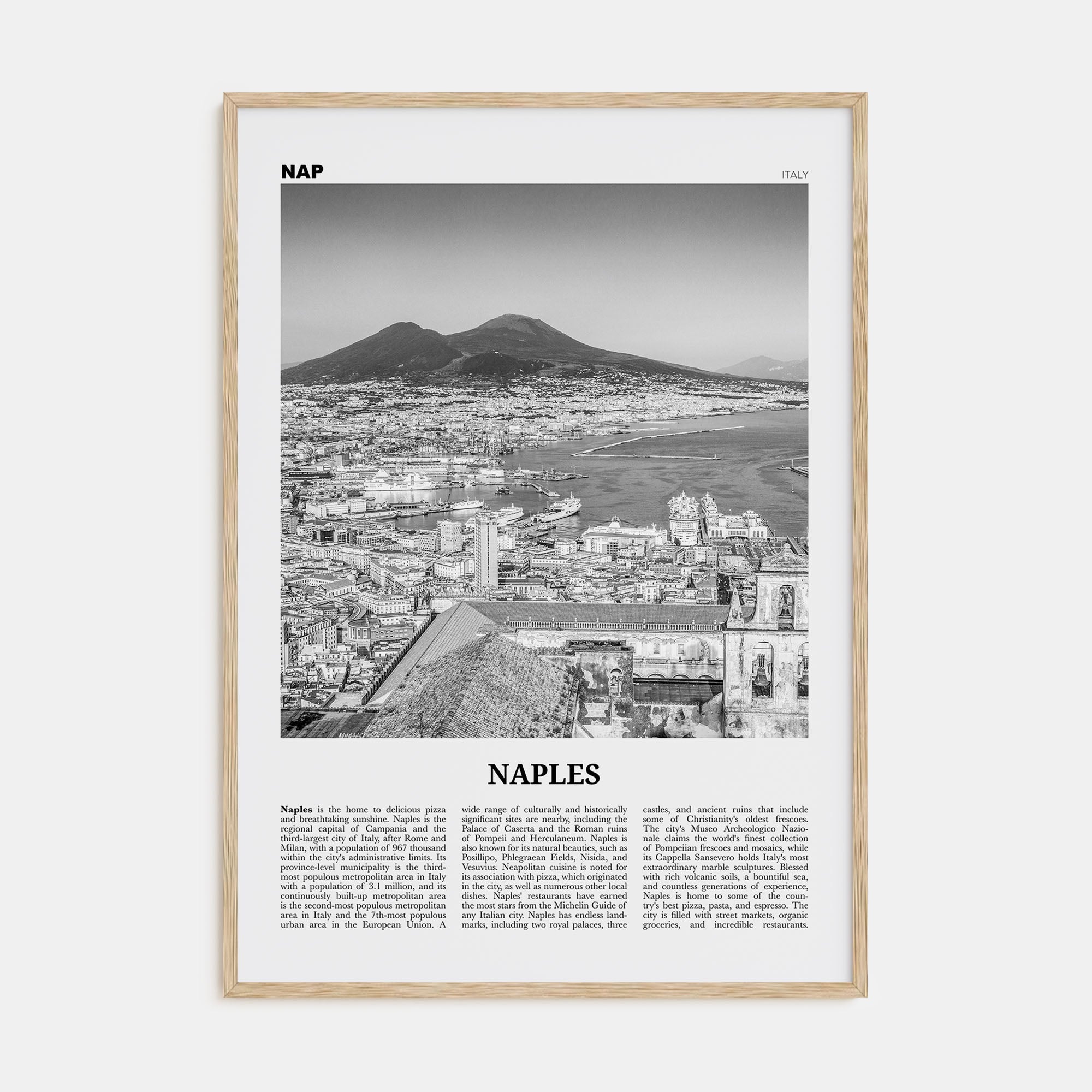 Naples, Italy Travel B&W No 1 Poster