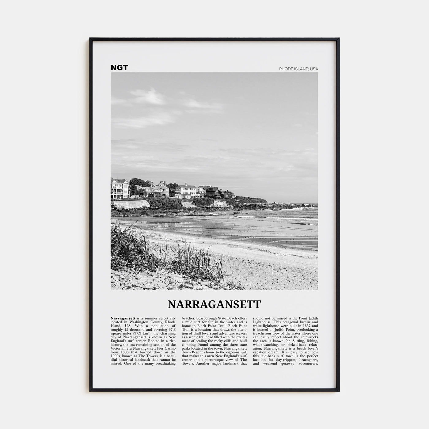 Narragansett Travel B&W No 1 Poster