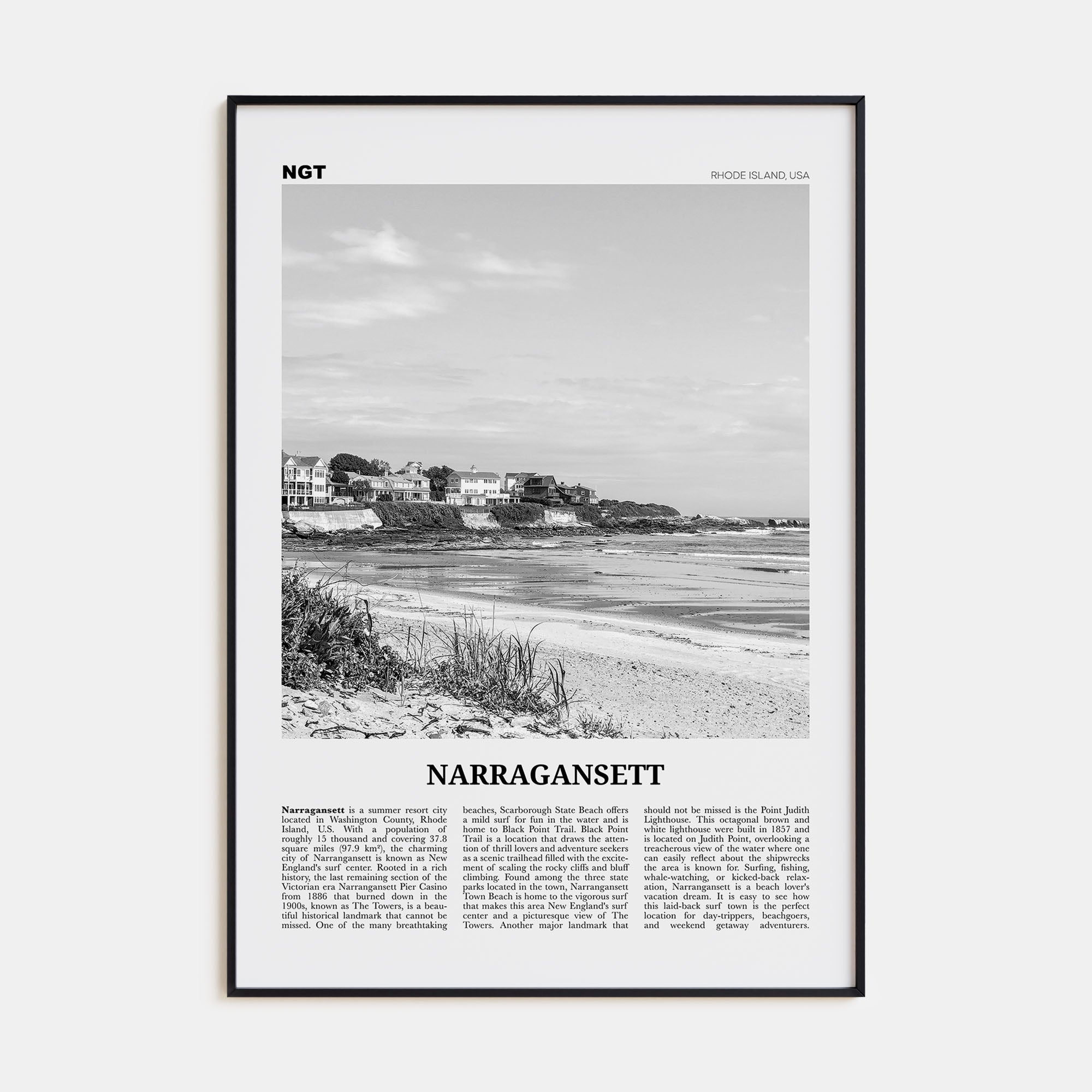 Narragansett Travel B&W No 1 Poster