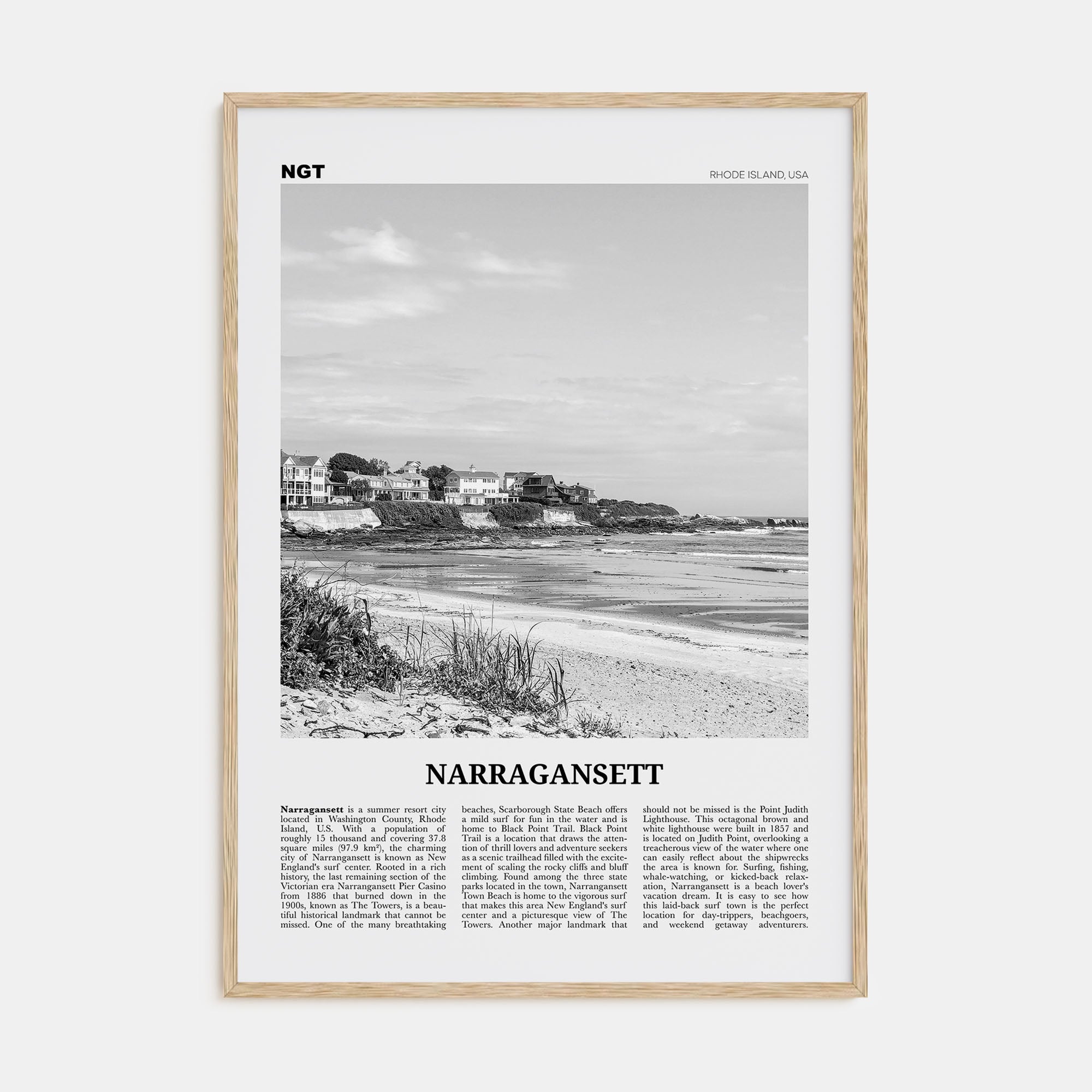 Narragansett Travel B&W No 1 Poster