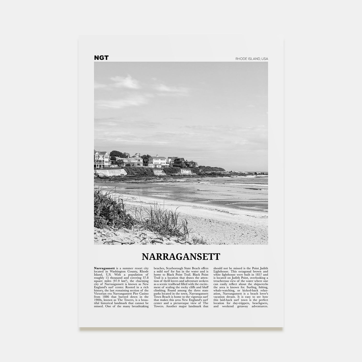Narragansett Travel B&W No 1 Poster