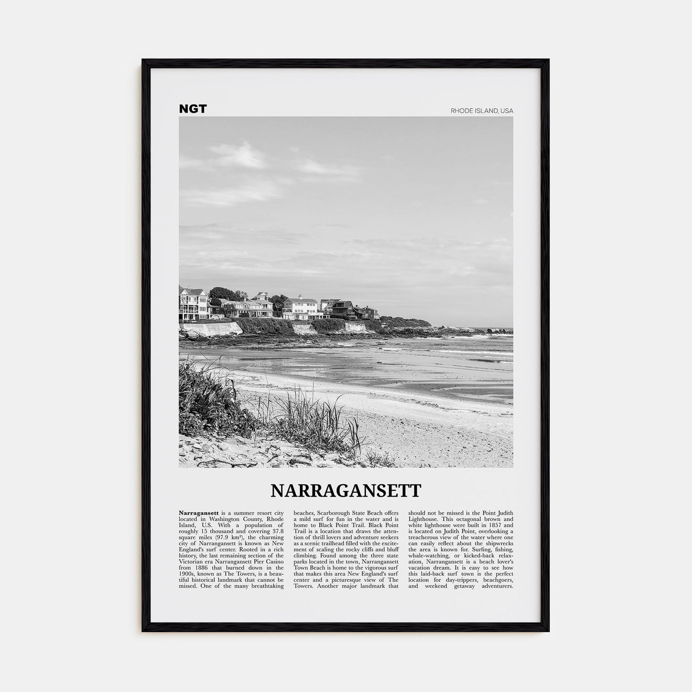 Narragansett Travel B&W No 1 Poster