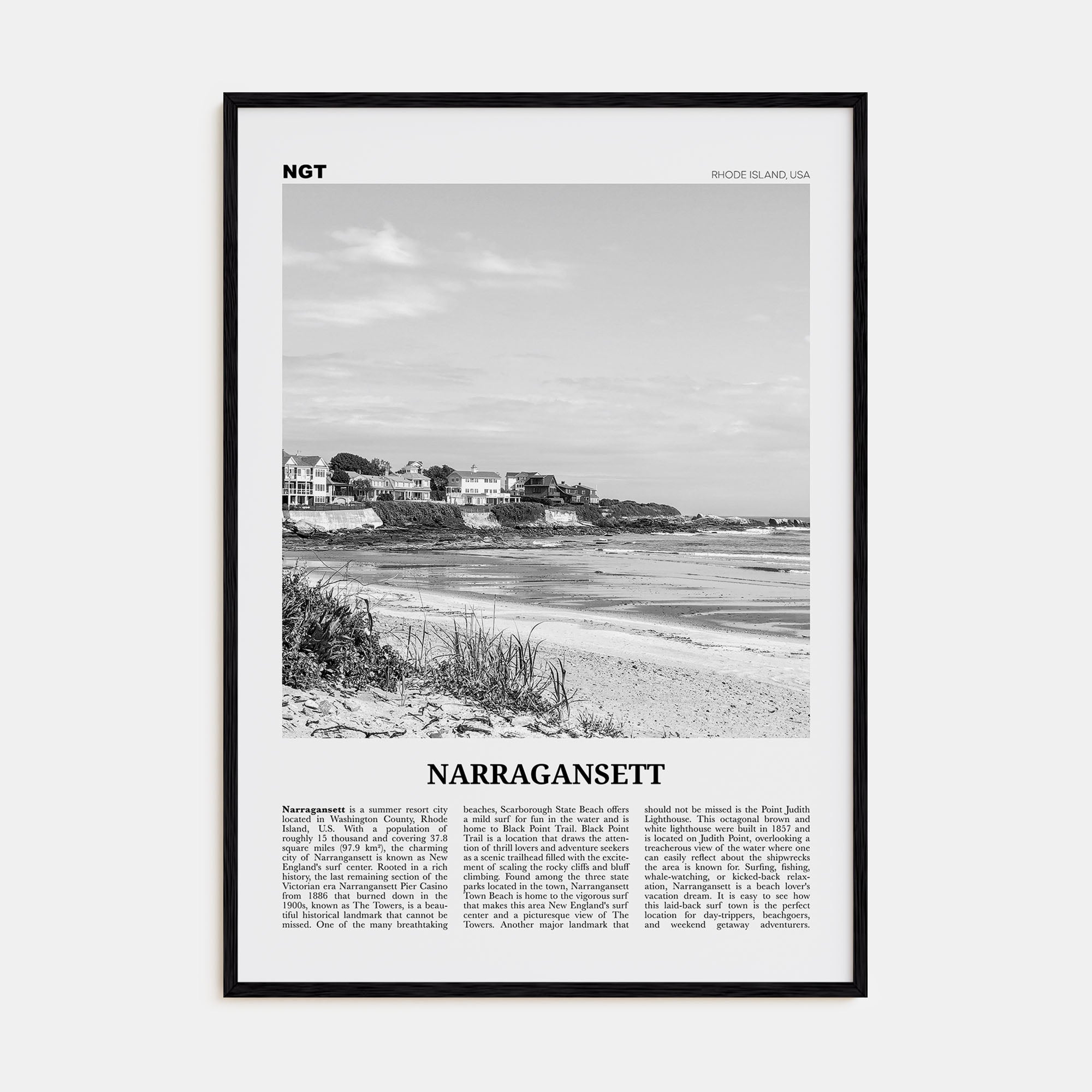 Narragansett Travel B&W No 1 Poster