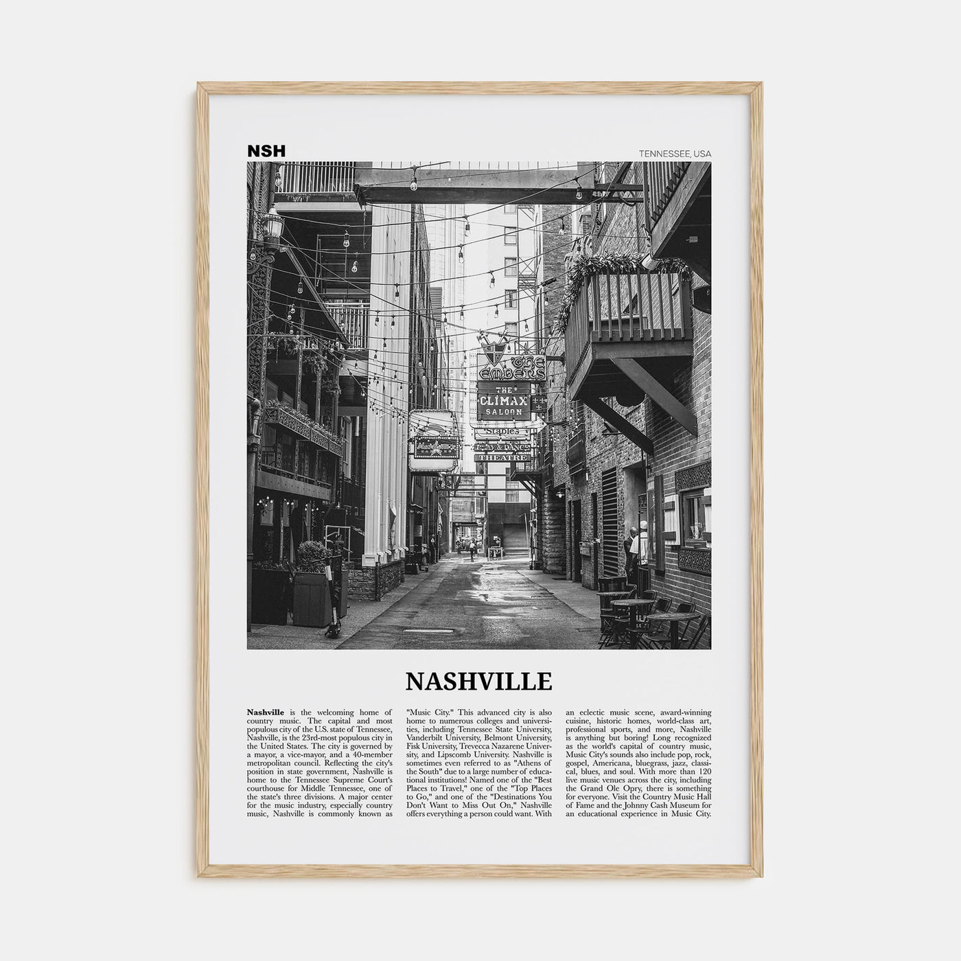 Nashville Travel B&W No 3 Poster