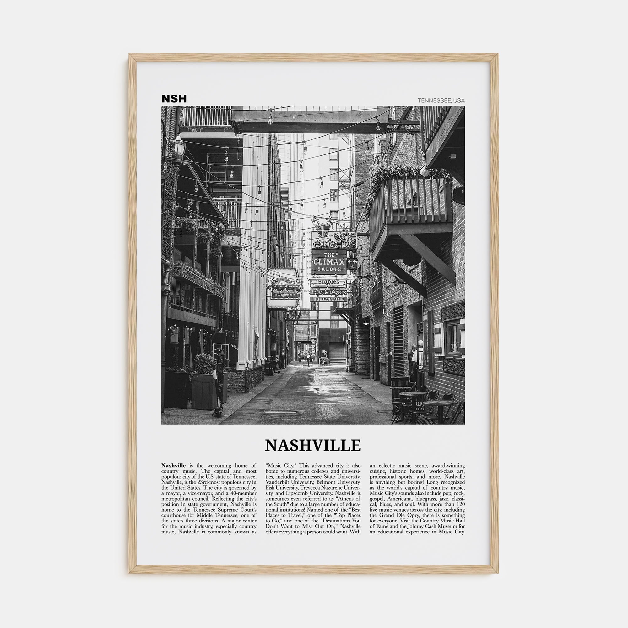 Nashville Travel B&W No 3 Poster