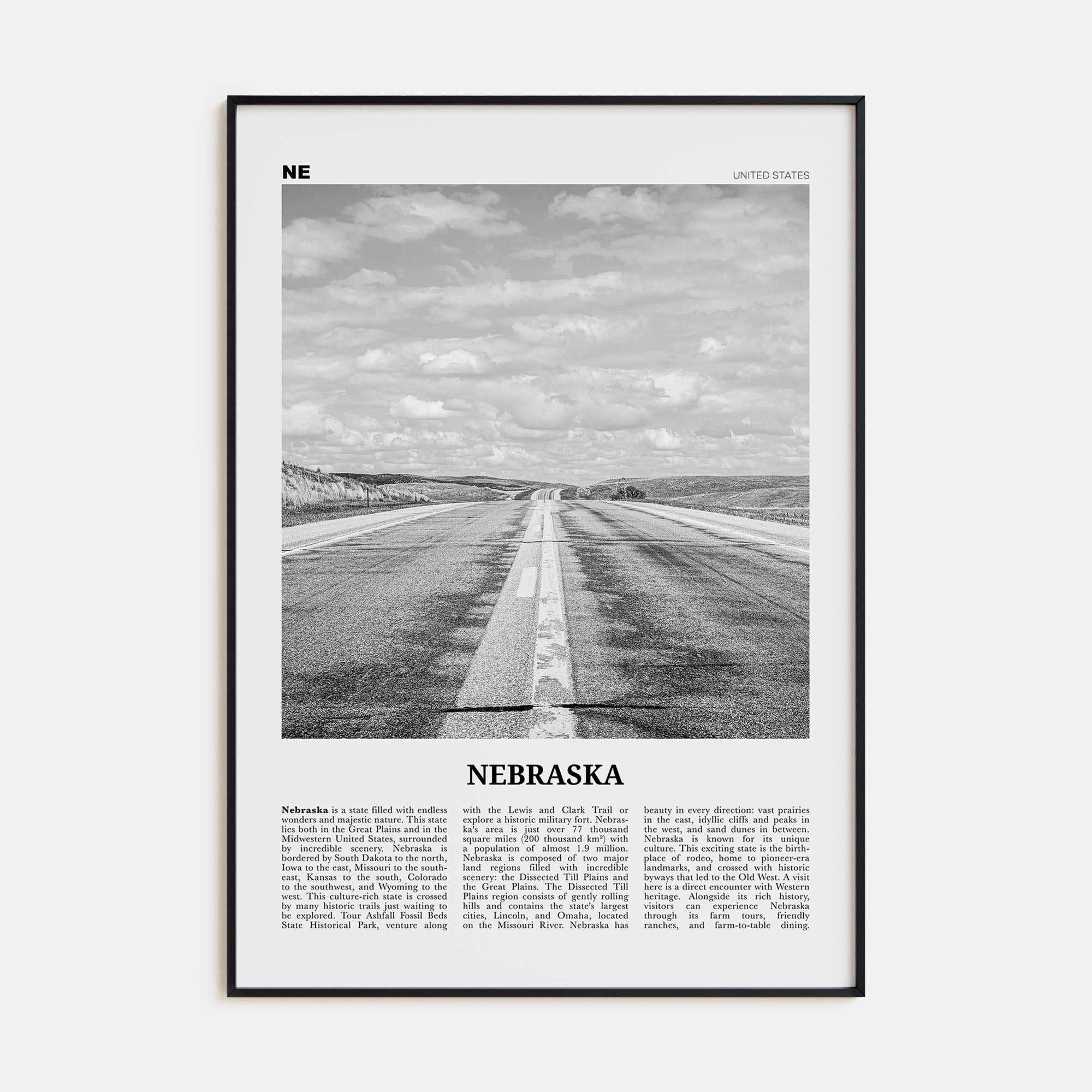 Nebraska Travel B&W No 1 Poster