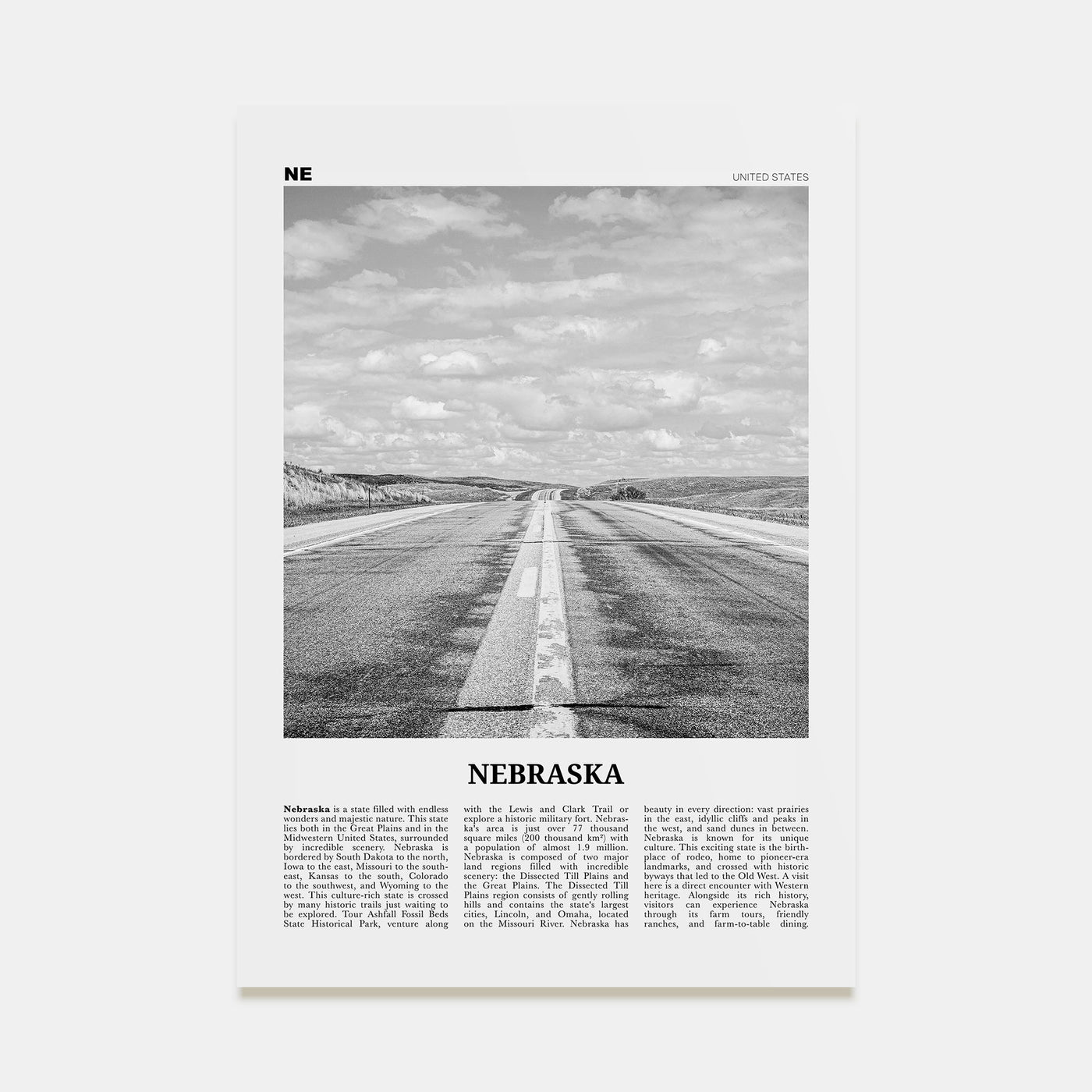 Nebraska Travel B&W No 1 Poster