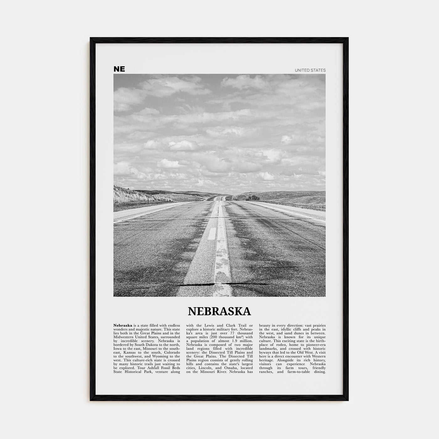 Nebraska Travel B&W No 1 Poster