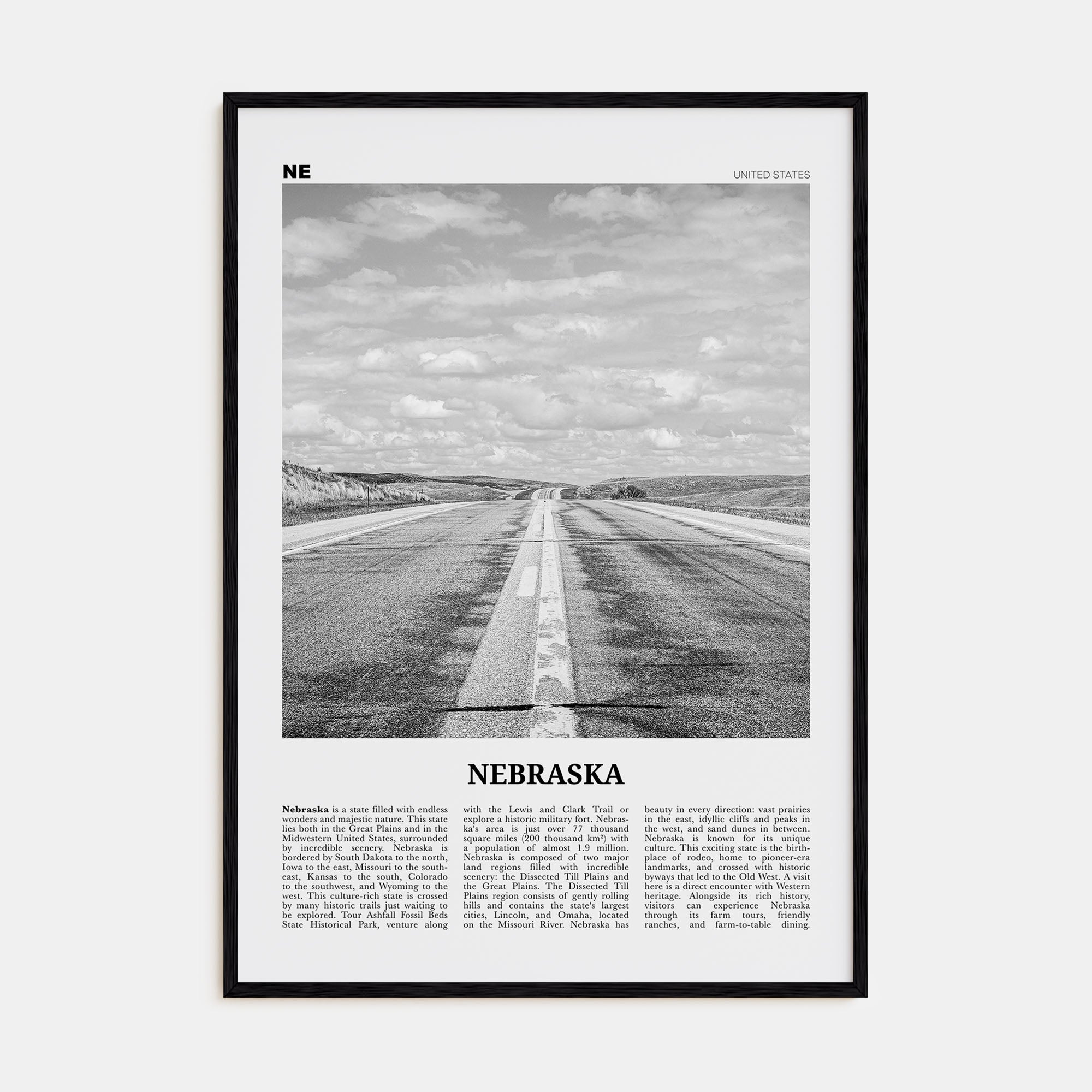 Nebraska Travel B&W No 1 Poster