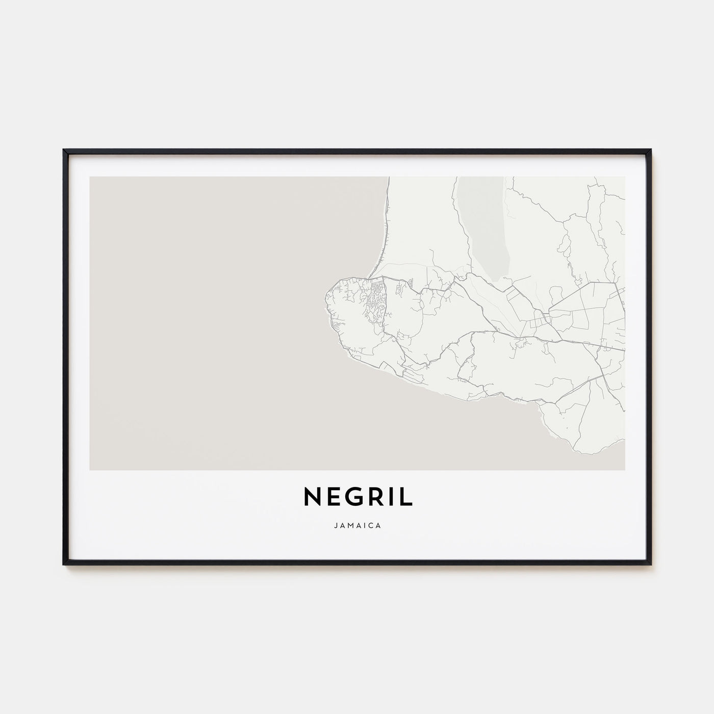 Negril Map Landscape Poster