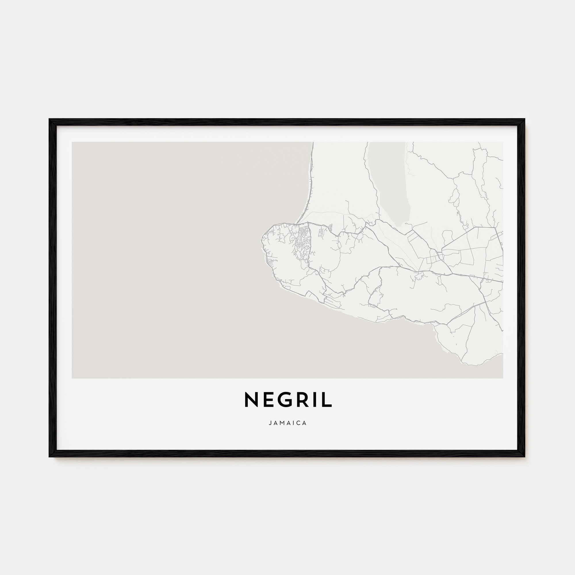 Negril Map Landscape Poster