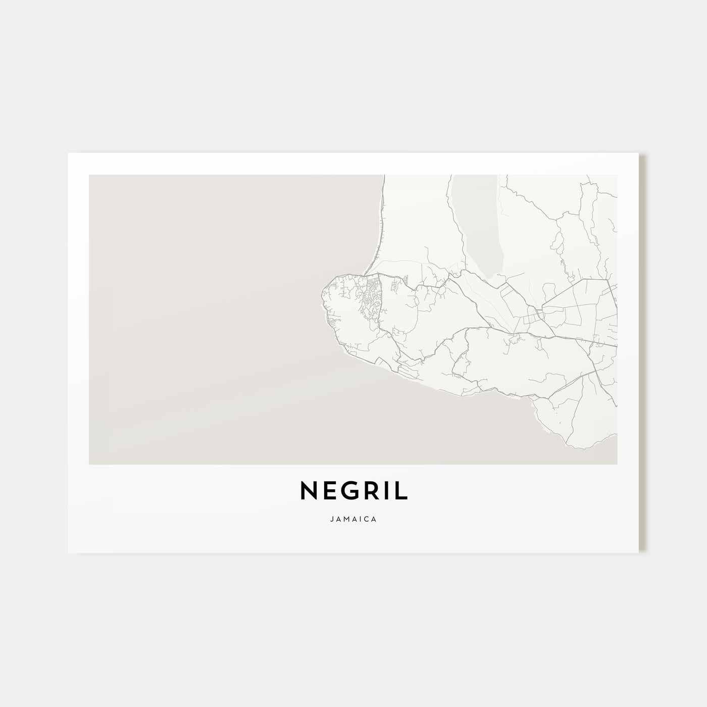 Negril Map Landscape Poster