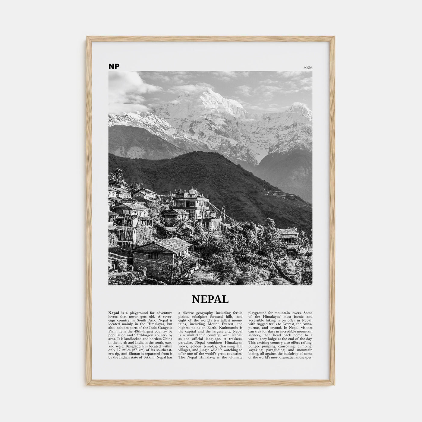 Nepal Travel B&W No 1 Poster