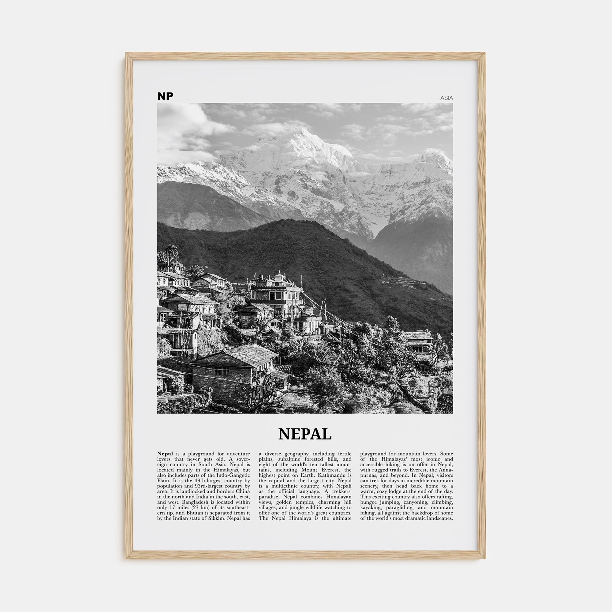 Nepal Travel B&W No 1 Poster