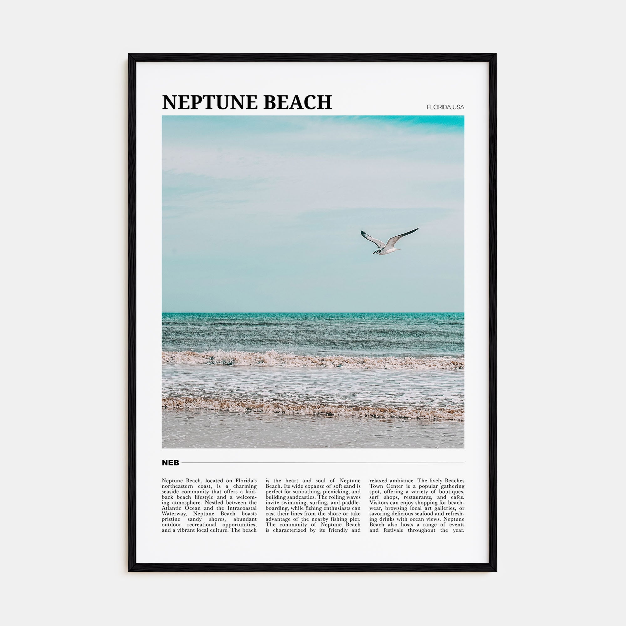 Neptune Beach Travel Color Poster