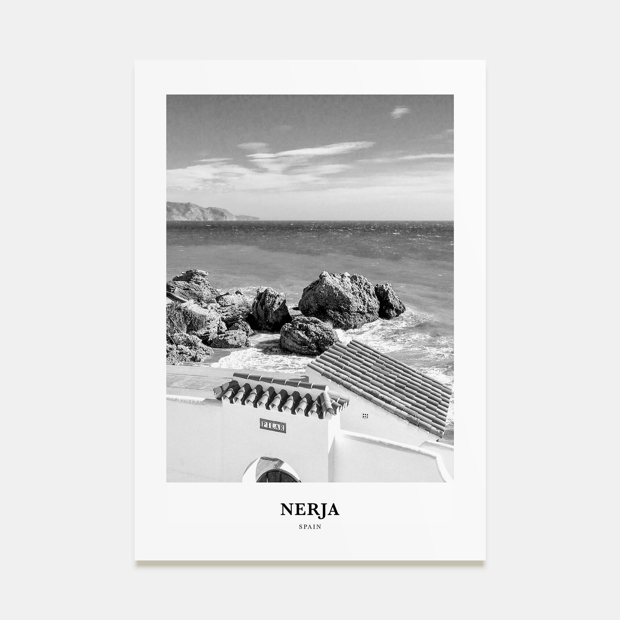 Nerja Portrait B&W Poster
