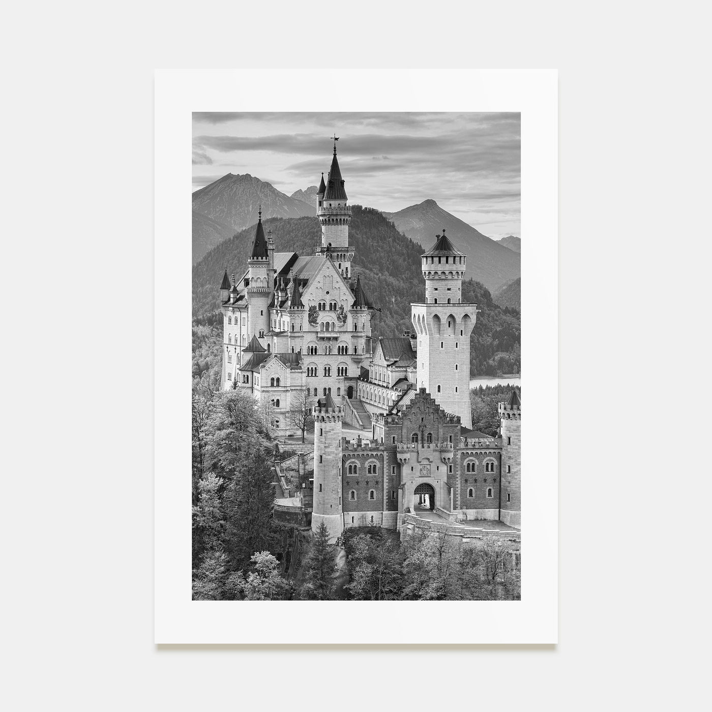 Neuschwanstein Castle Photo B&W Poster