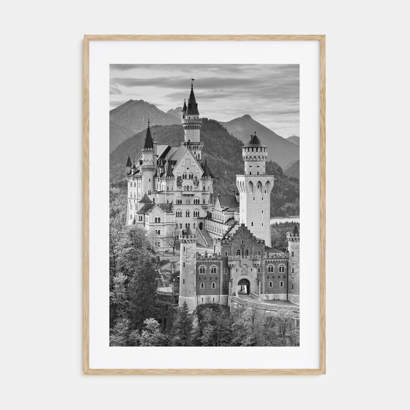 Neuschwanstein Castle Photo B&W Poster